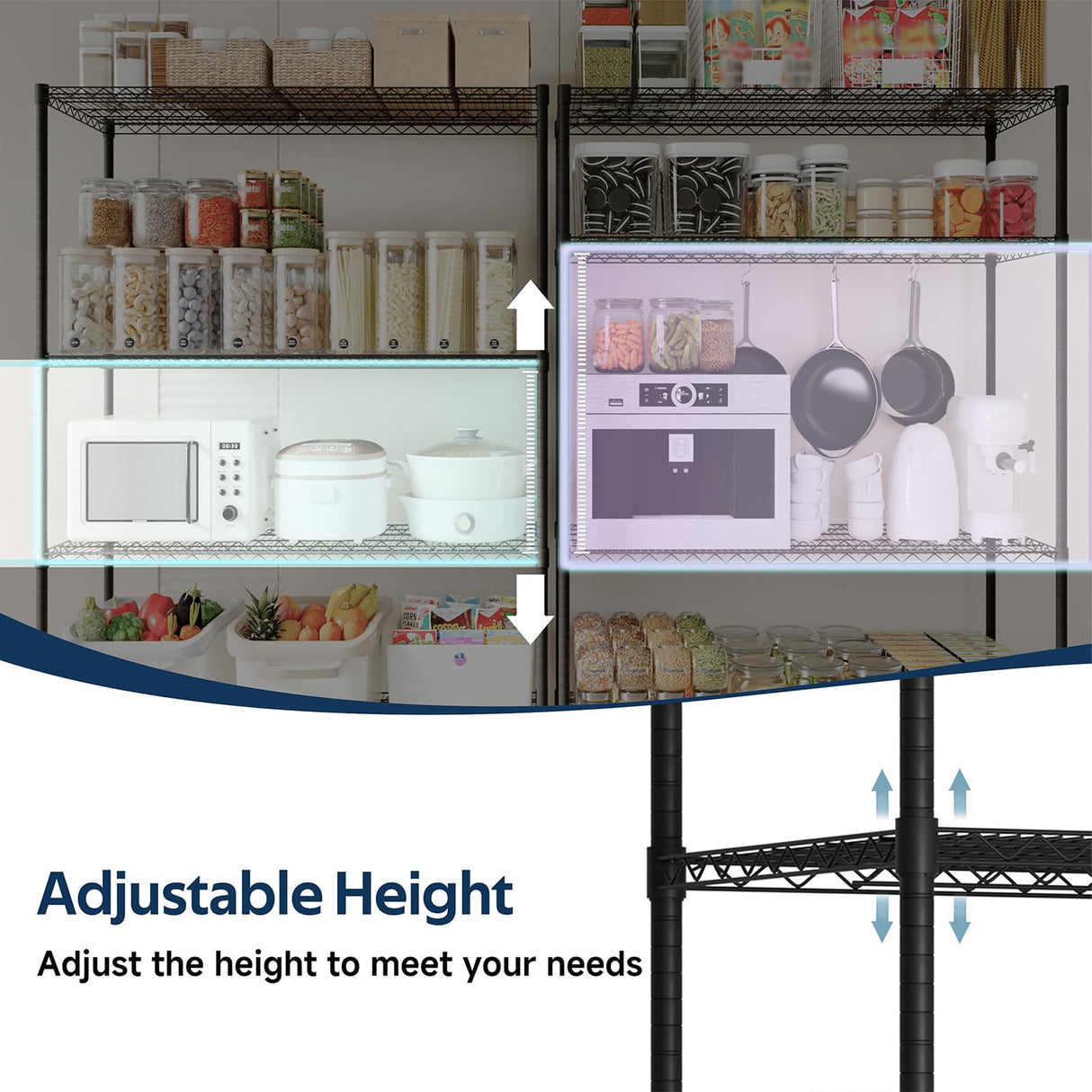 Whitmor 4 Tier Storage Shelves with Wheels, Heavy Duty Metal Shelving Unit, 625 lbs Capacity per Shelf, 2500 lbs Total for Kitchen, Garage, Plant, 55" L x 24" W x 72" H, Black Whitmor