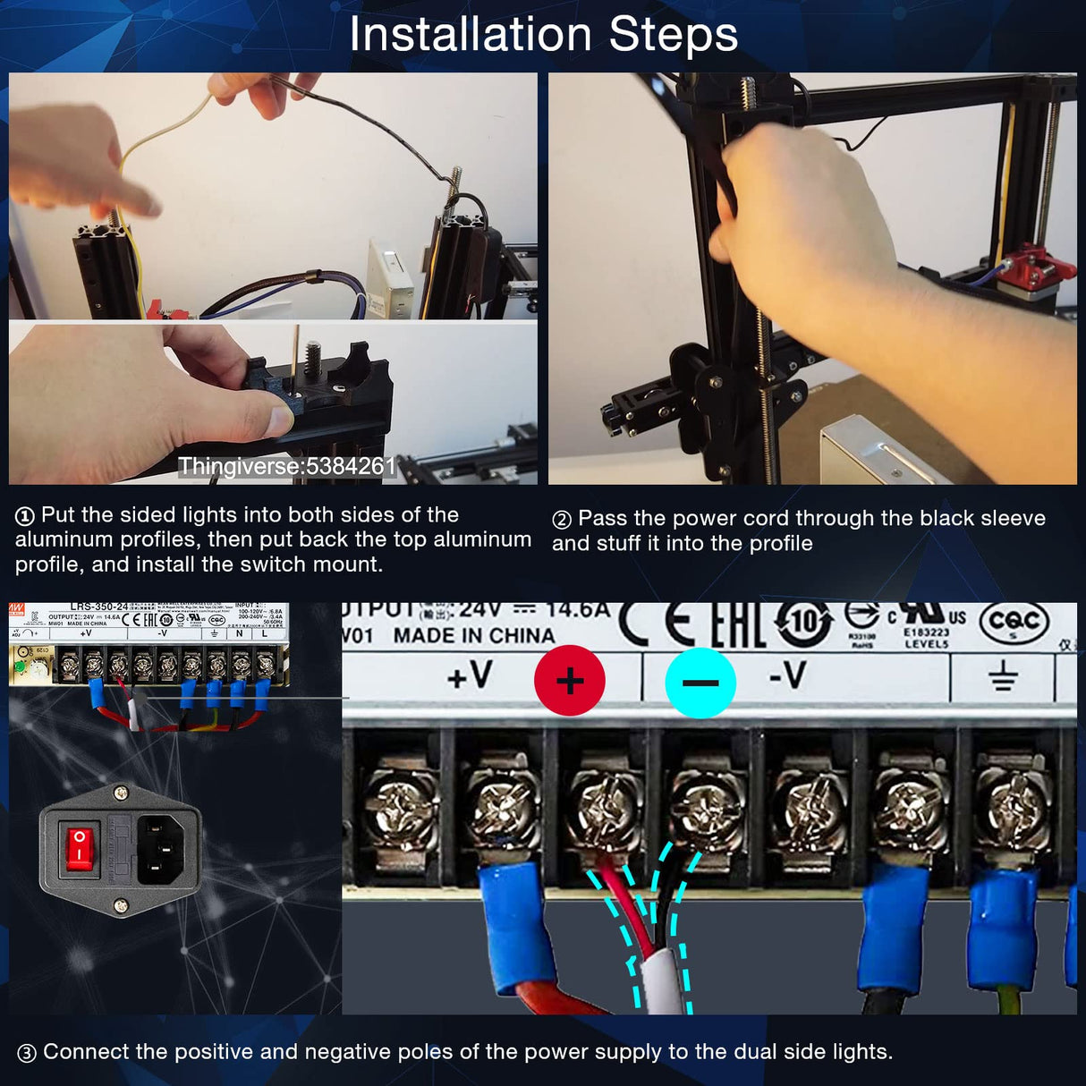 UniTak3D Ender 3 3D Printer LED Light 24V 7.5W Dual Sides Embedded Light Bar Strip Upgrades for Ender 3 V2, Ender 3 Pro,Ender 3 S1,CR6SE, Voxlab Aquila-2020 Profile UniTak3D