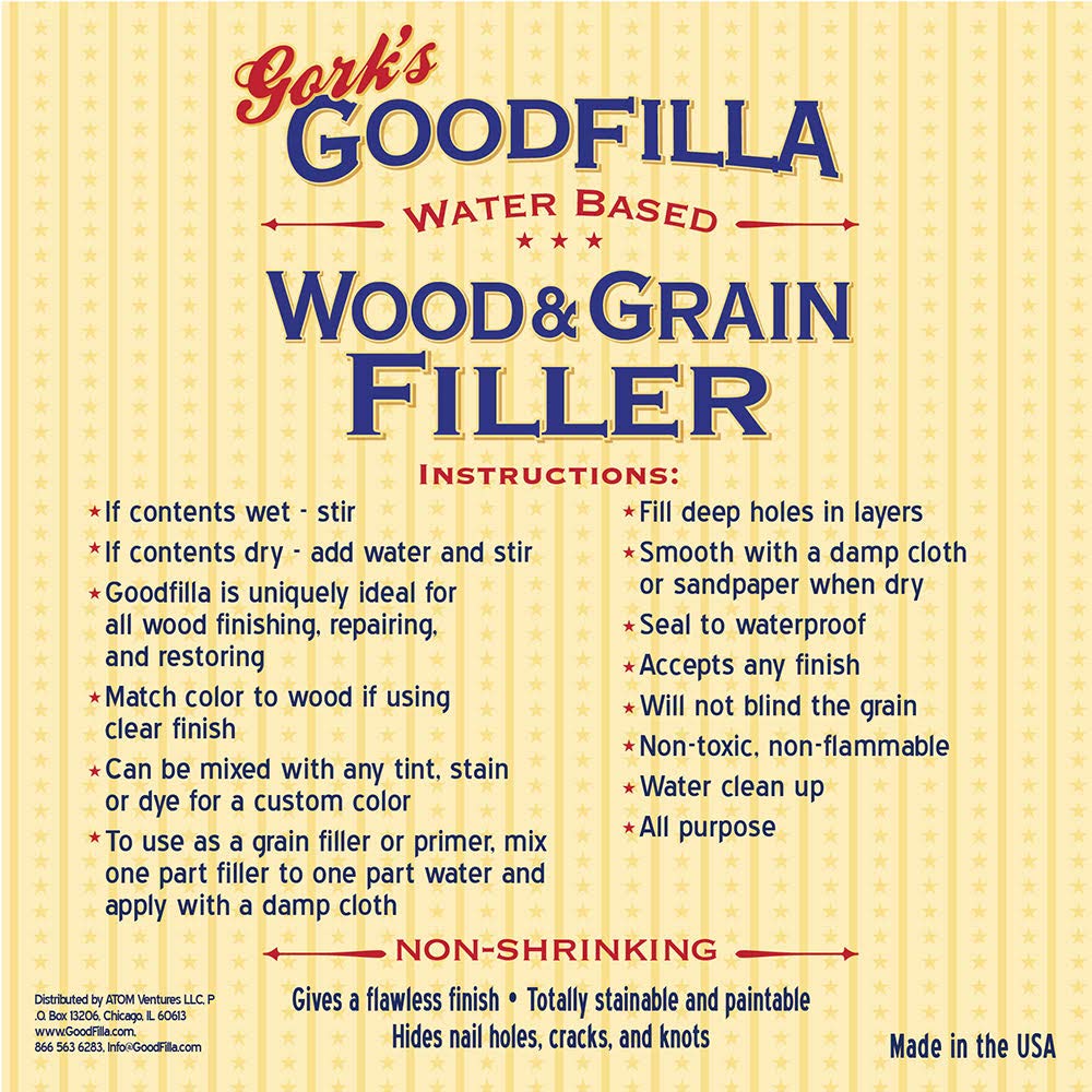 Water-Based Wood & Grain Filler - Neutral Base - 1 Gallon by Goodfilla | Replace Every Filler & Putty | Repairs, Finishes & Patches | Paintable, Stainable, Sandable & Quick Drying Goodfilla