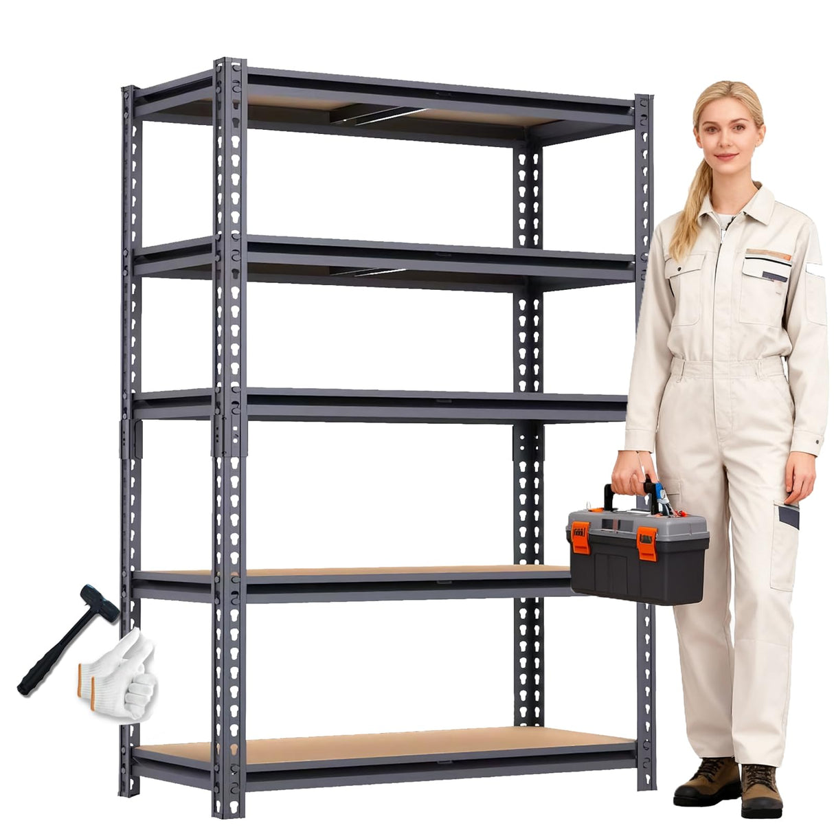 ZEUKMXOO Garage Shelving, 2400 LBS Metal Storage Shelves, 12" x 28'' x 60'' Heavy Duty Shelf, Adjustable Shelving Rack, Standing Shelf Units, Shelves for Garage Storage ZEUKMXOO