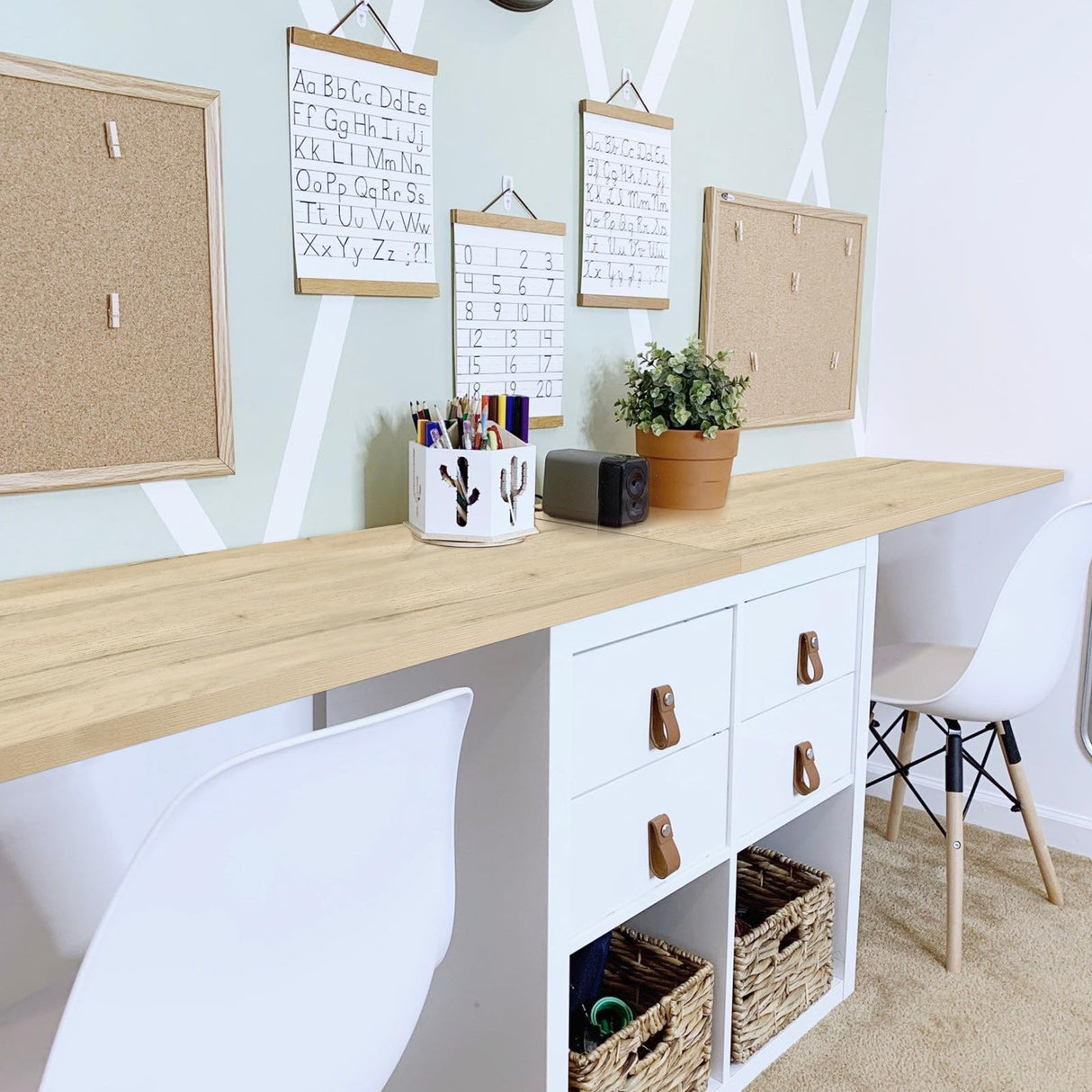 Kaboon 60x24 inches Oak Tabletop, Solid One-Piece Wood Desktop for Sit Stand Desk, Double Desks, L Desk DIY, Rectangular Wood Countertop, Home or Kaboon