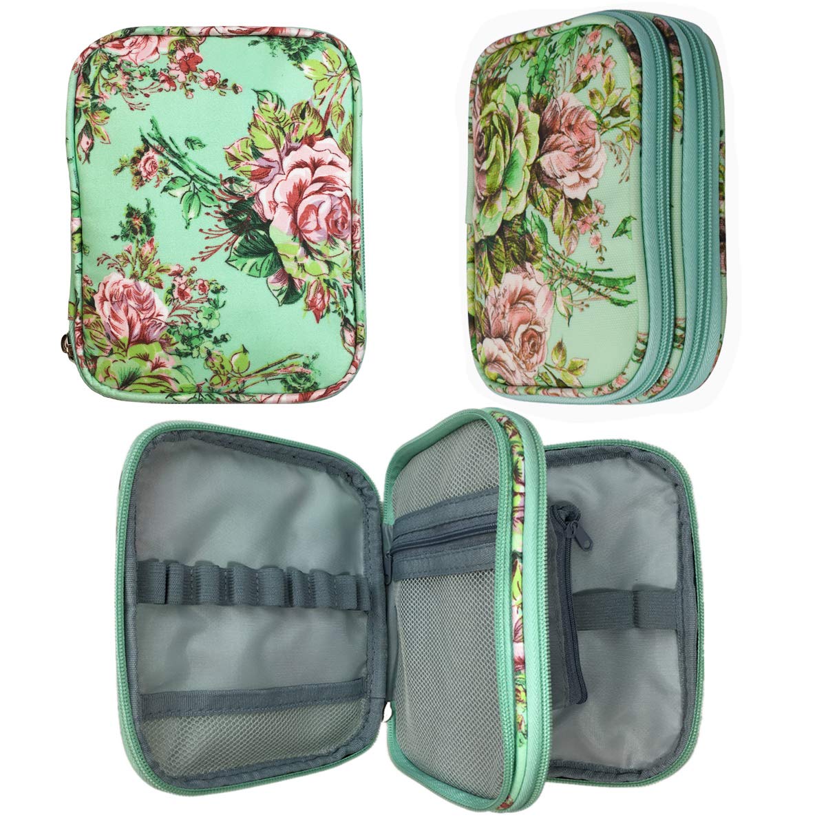New Crochet Hook Case Without Hooks and Accessories, Zipper Storage Organizer Bag with Web Pockets for Various Crochet Needles/Knitting Accessories/Crochet Hook Kit Tools, Lightweight, Easy to Hold Weabetfu