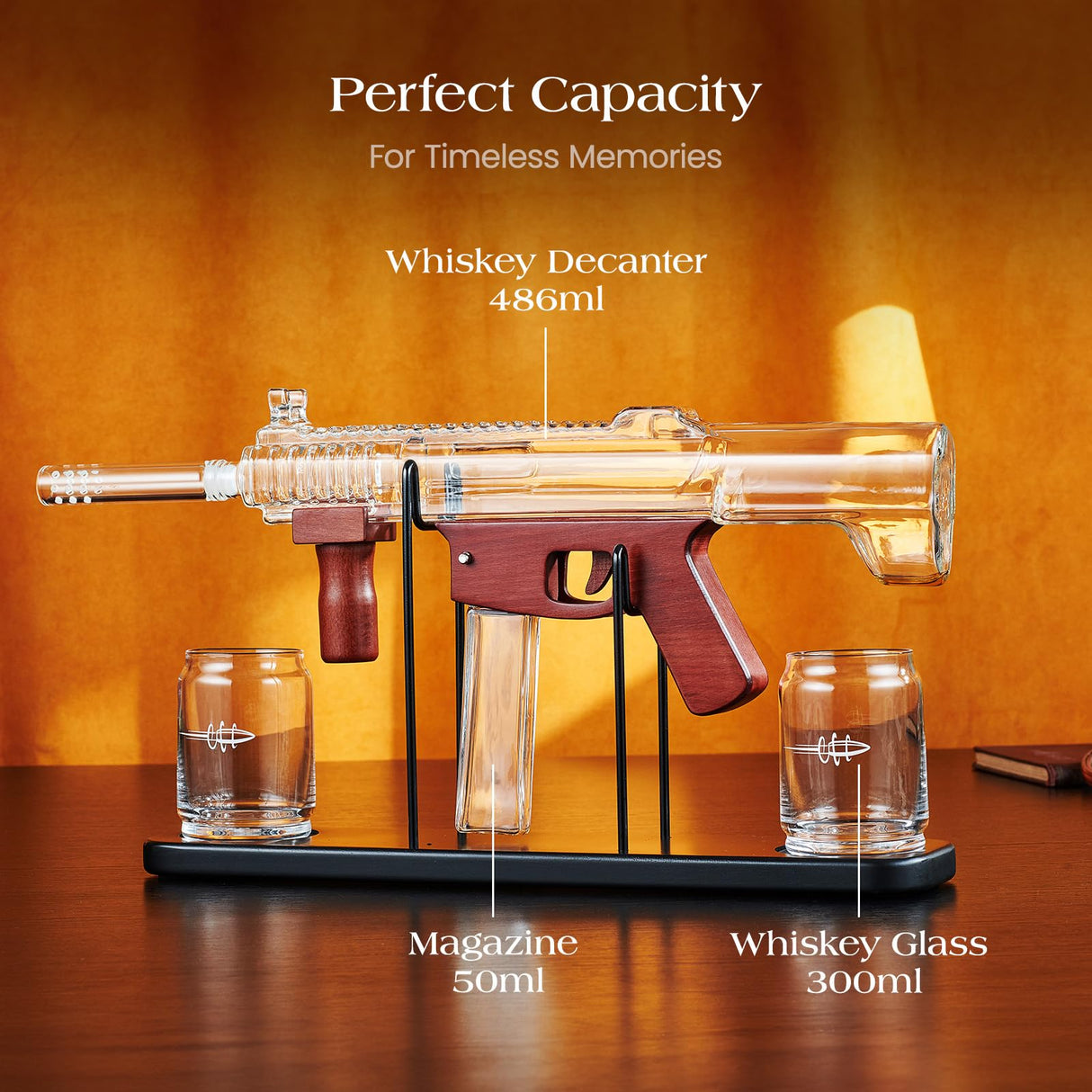 Gifts for Men Dad, Kollea Gun Whiskey Decanter Set-Limited Edition, Liquor Decanter with Bullet Shot Glass, Cool Anniversary Birthday Gift for Him Husband, Military Present for Home Bar Drinking Kollea