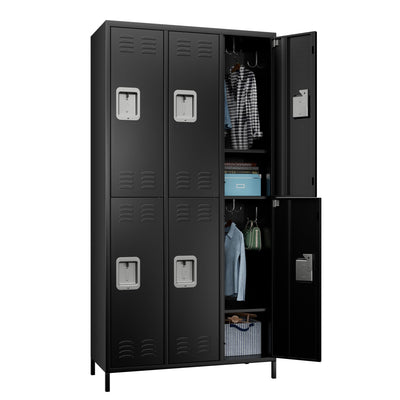 METAN Metal Locker for School Office Gym Bedroom,6 Doors Steel Storage Locker Cabinet for Employees,Industrial Storage Locker with 1 Shelves,Assembly