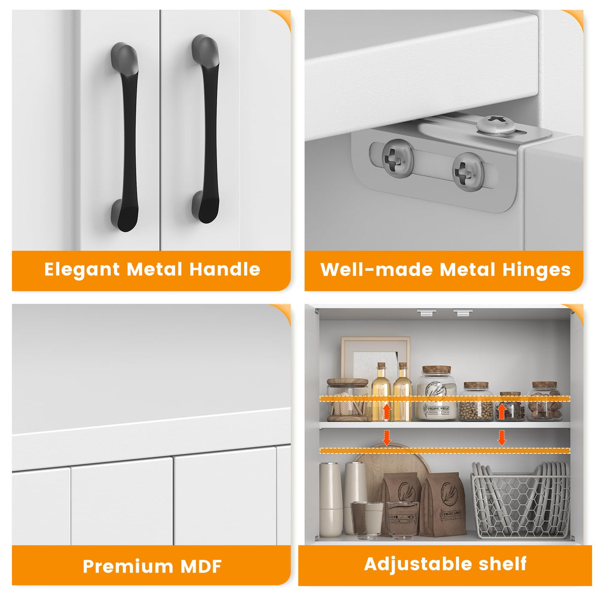 CBBPET 71" Pantry Cabinet with 5-Tier Open Shelf, Tall Kitchen Pantry Storage Cabinet with Microwave Stand, Farmhouse Kitchen Hutch with Storage Drawers for Living Room, Dining Room, White CBBPET