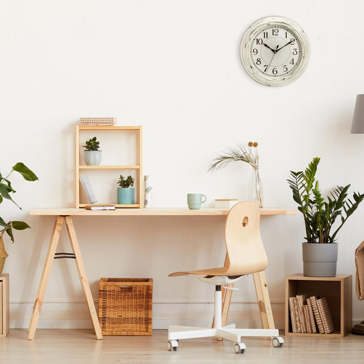 Peohud Silent Wall Clock, 12 Inch Vintage Non Ticking Quartz Battery Operated Round Clock, Rustic Wall Clock for Living Room Kitchen Home Office Classroom School Peohud