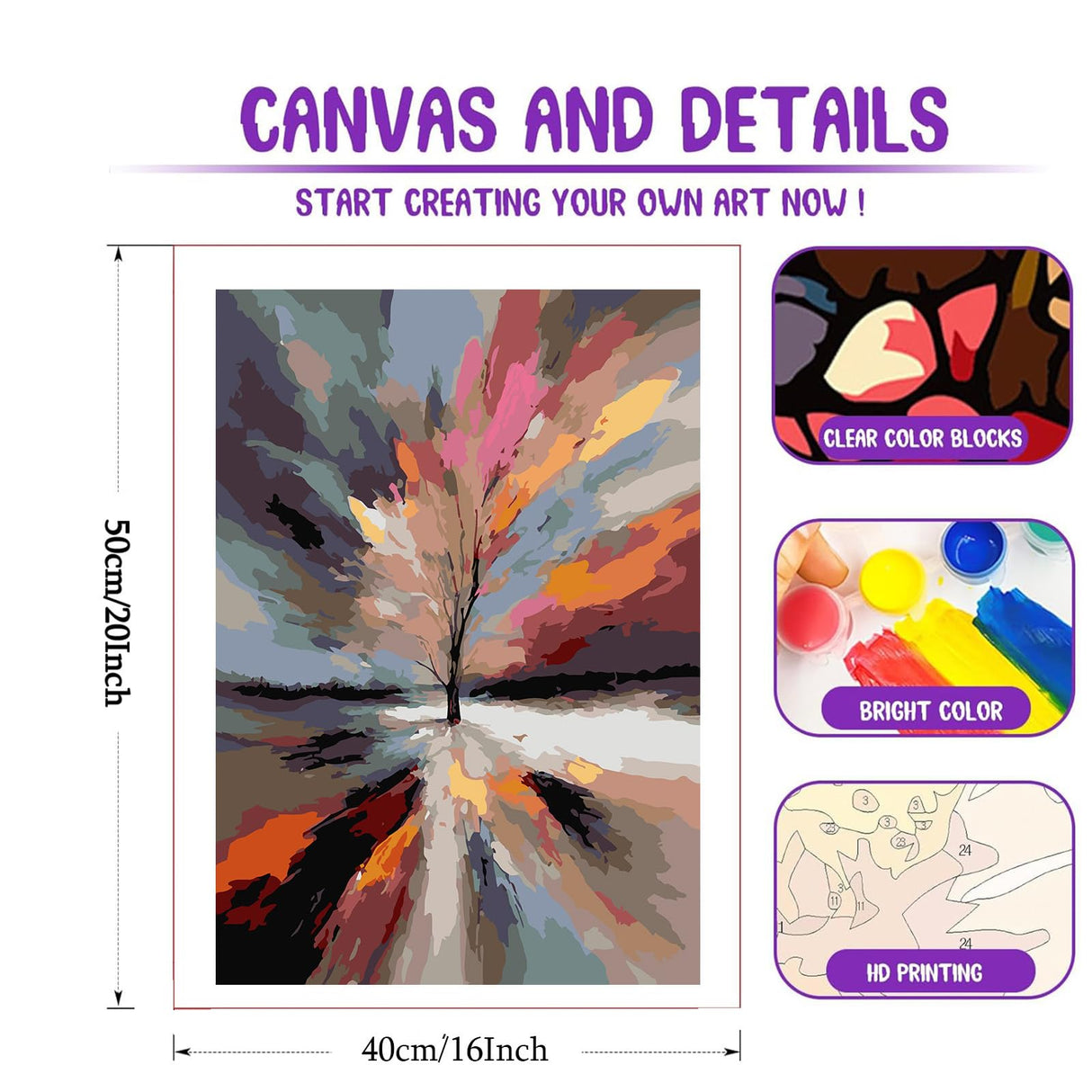 stnckic Paint by Numbers for Adults Beginners,Tree of Life Adults' Paint-by-Number Kits, Paint by Numbers Kit on Canvas,Perfect for Gift Home Wall Decor(16x20inch) stnckic