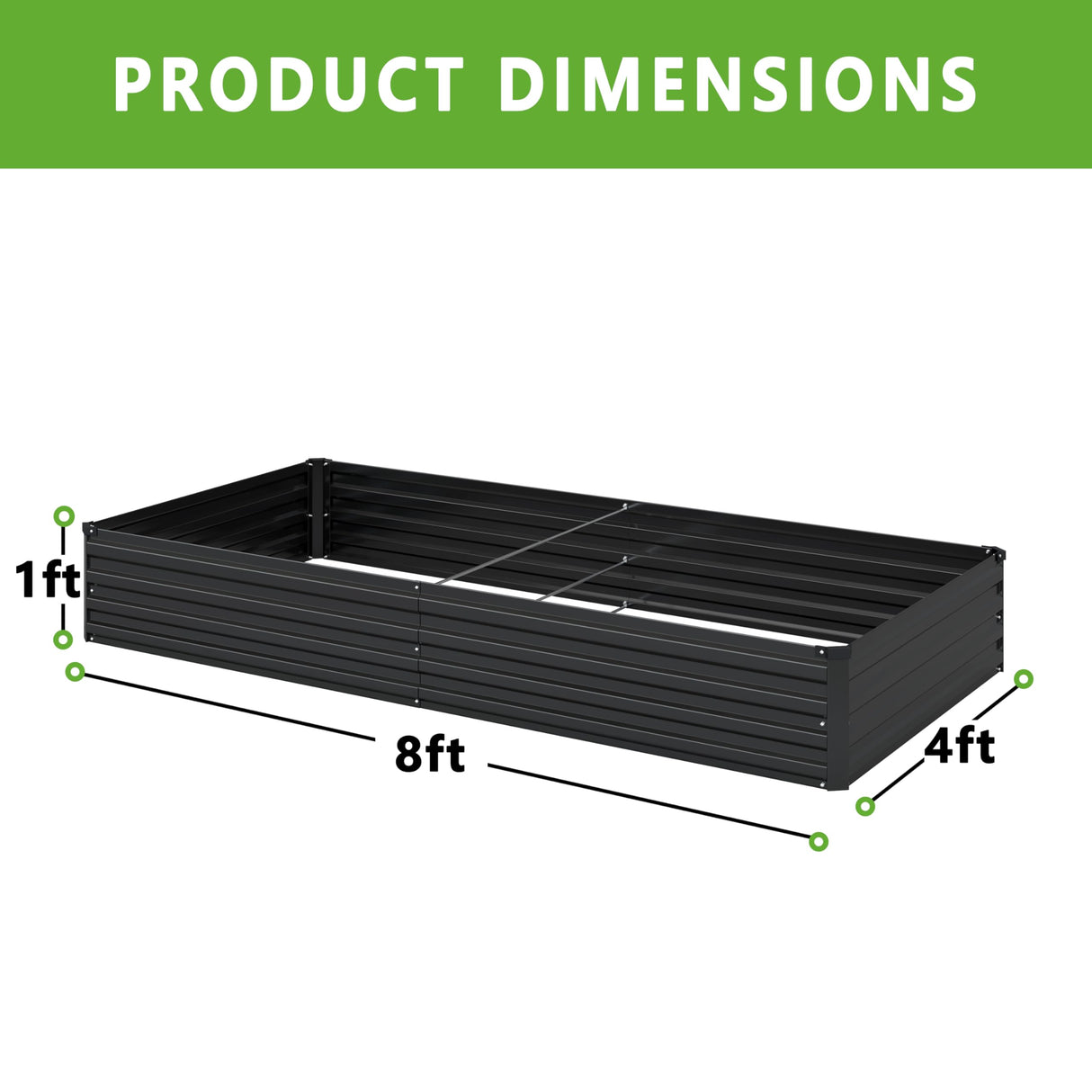 DIIYIV 2PCS 8x4x1FT Galvanized Raised Garden Bed Kit,Vegetable Boxes-Rectangle Metal Flower Box,Large Planter Raised Beds Outdoor Garden for Planting,Fruit,Herb-Black DIIYIV