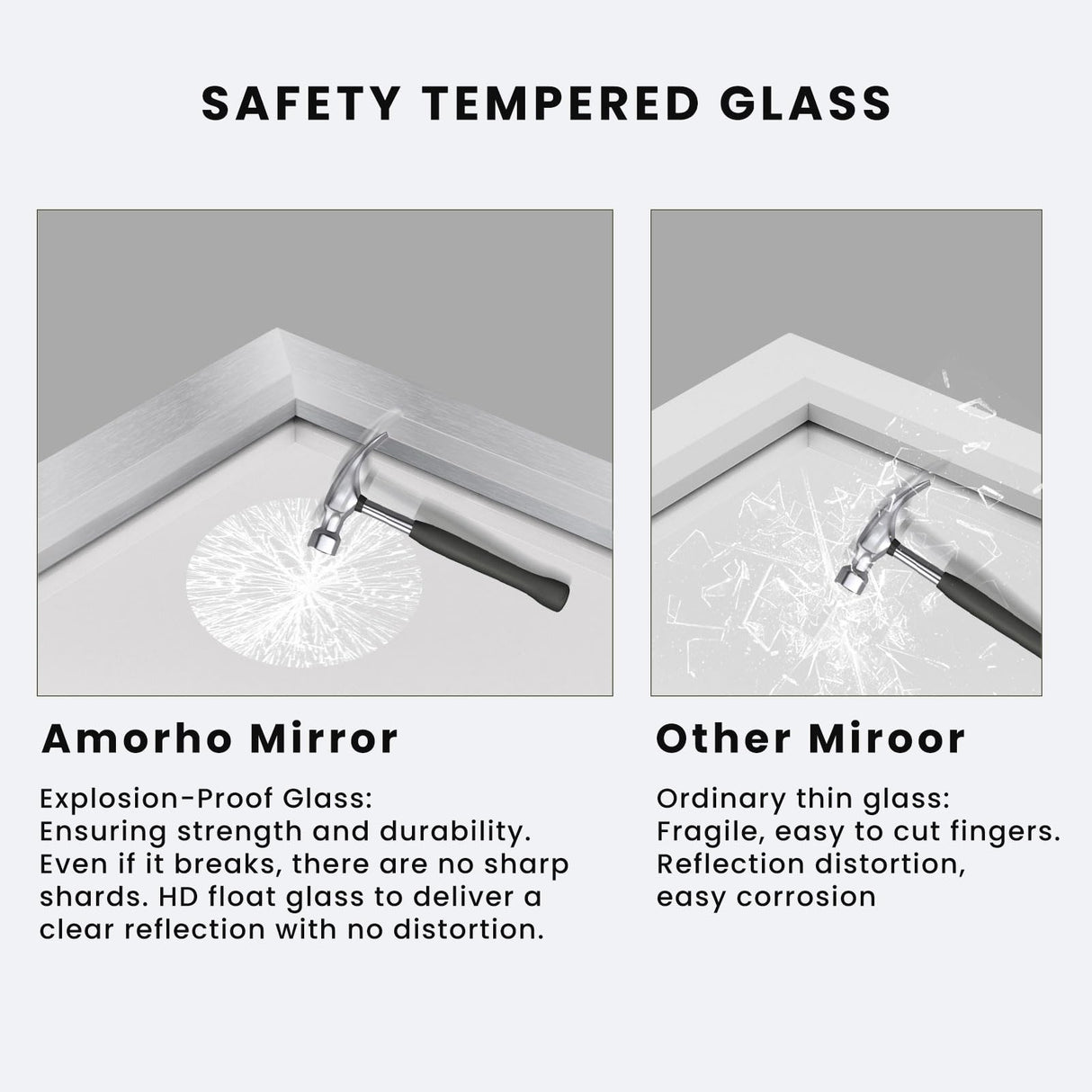 Amorho 50x36 Inch Bathroom Mirror Silver, Thick Metal Framed Wall Mirrors for Over Sink, Brushed Nickel Mirror Perfect for Bedroom, Living Room, Entryway, Rectangle (Horizontal/Vertical). Amorho