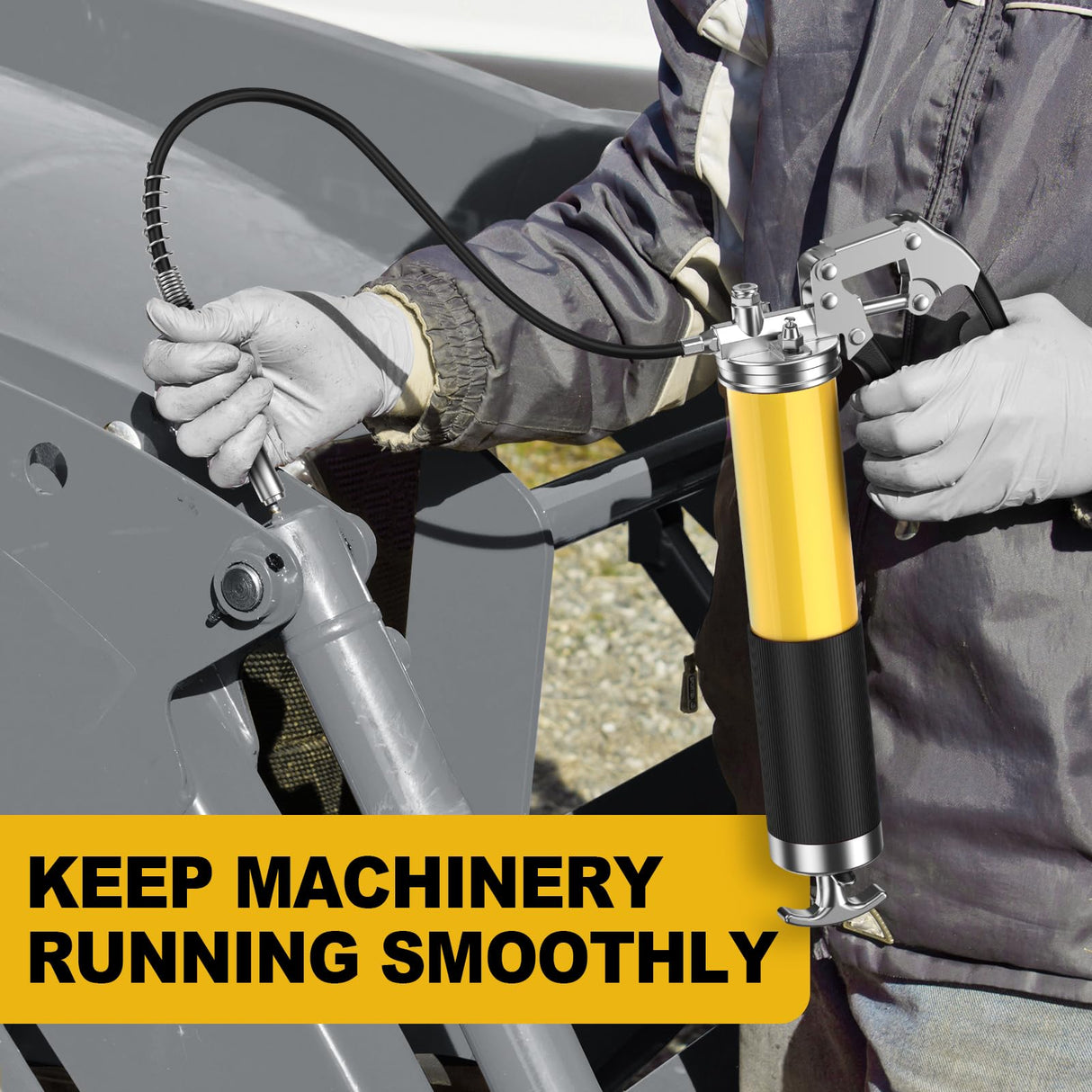 Fantictas Grease Gun Kit, 8000 PSI Leak-Proof Pistol Grip Grease Gun with Lock Coupler, 18" Spring Flex Hose, 14oz Load, 2 Standard Hose, Grease Injector, Needle, Coupler, Rigid Pipe, Sharp Nozzle Fantictas