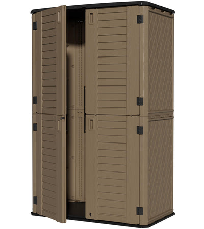 ZZM Large 67 Cu.ft Waterproof Storage Shed, Outdoor Storage Cabinet,Durable Resin Storage for Patio Furniture, Garden Tools, Pool Accessories, Mower Storage (Coffee)