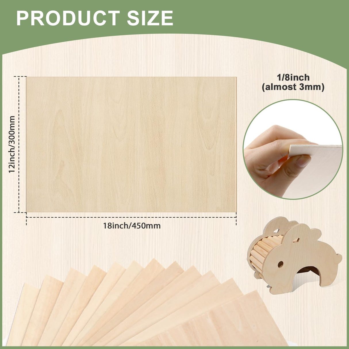 10 Pack Basswood Sheets12x18x1/8 Inch, Unfinished Wood for Crafts, 3mm Basswood for Laser Cutting & Engraving, Wood Burining,Architectural Models, Wood Board for Painting. ESRICH