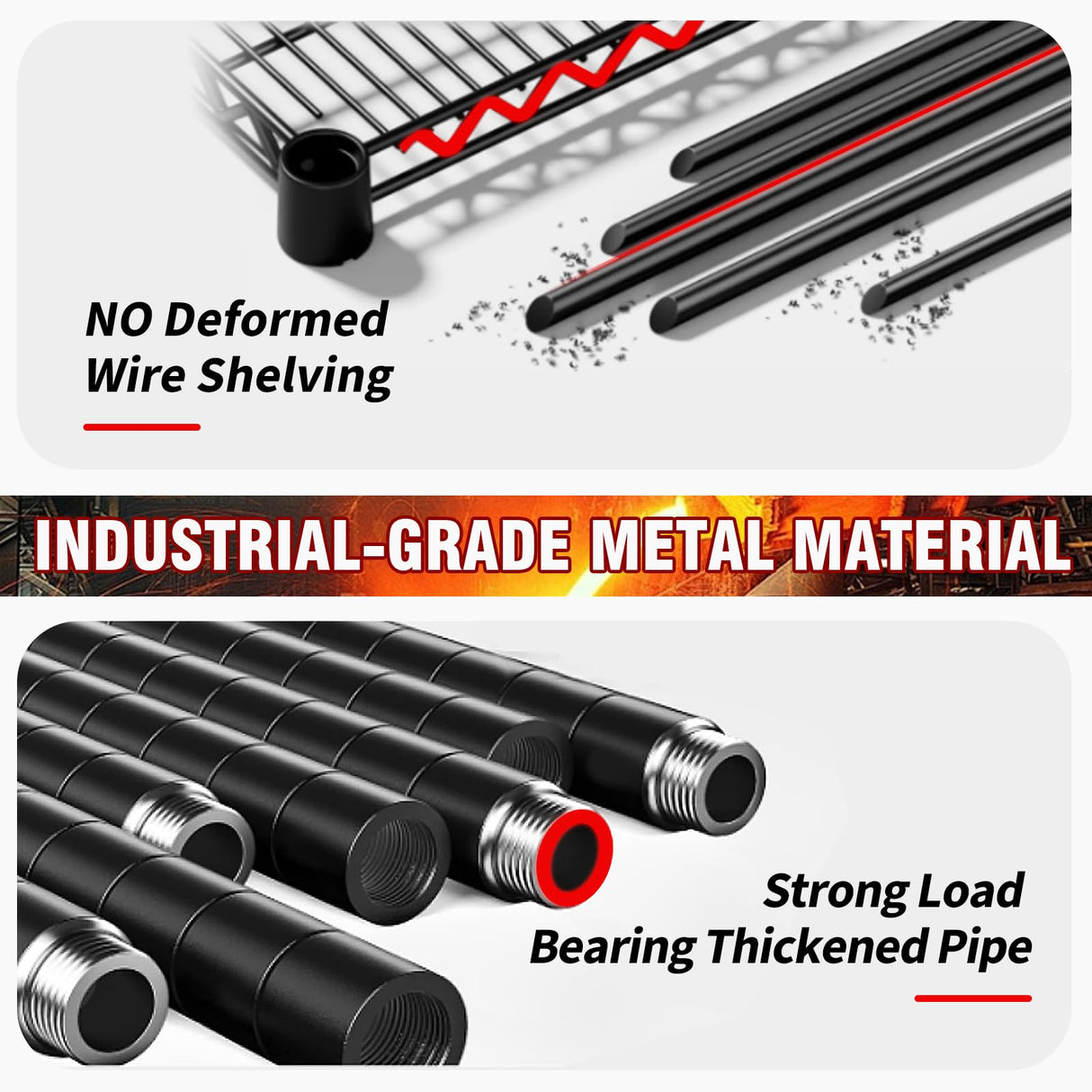 Tioutbot 82.6" H x 59" W Storage Shelves 3300LBS Wire Shelving Rack with Wheels, 5-Tiers Heavy Duty Garage Shelving Metal Storage Shelves with Adjustable Shelf, for Garage Kitchen Pantry Home Tioutbot