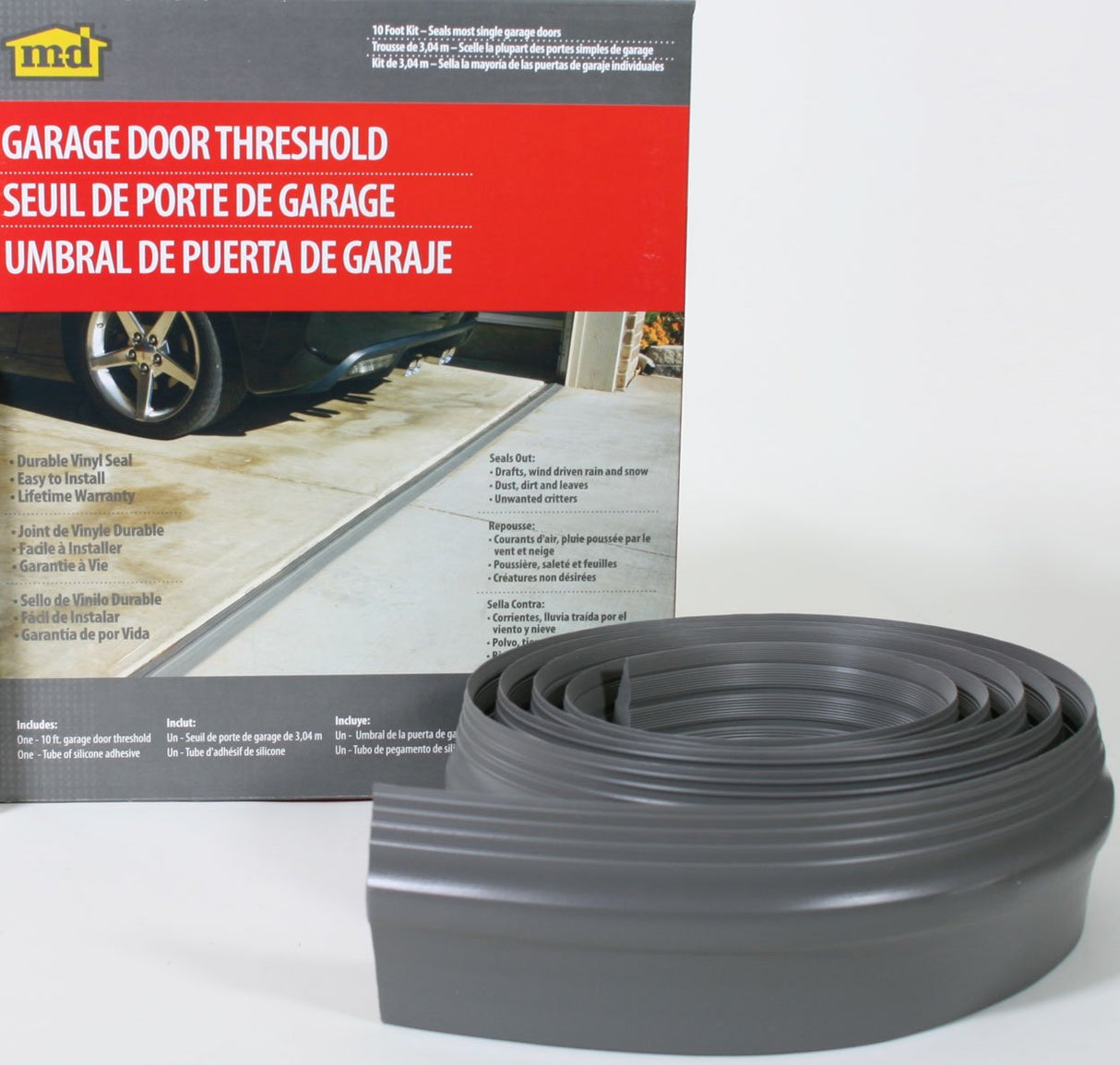 M-D Building Products 50100 10 ft. Gray Vinyl Garage Door Threshold Kit M-D Building Products