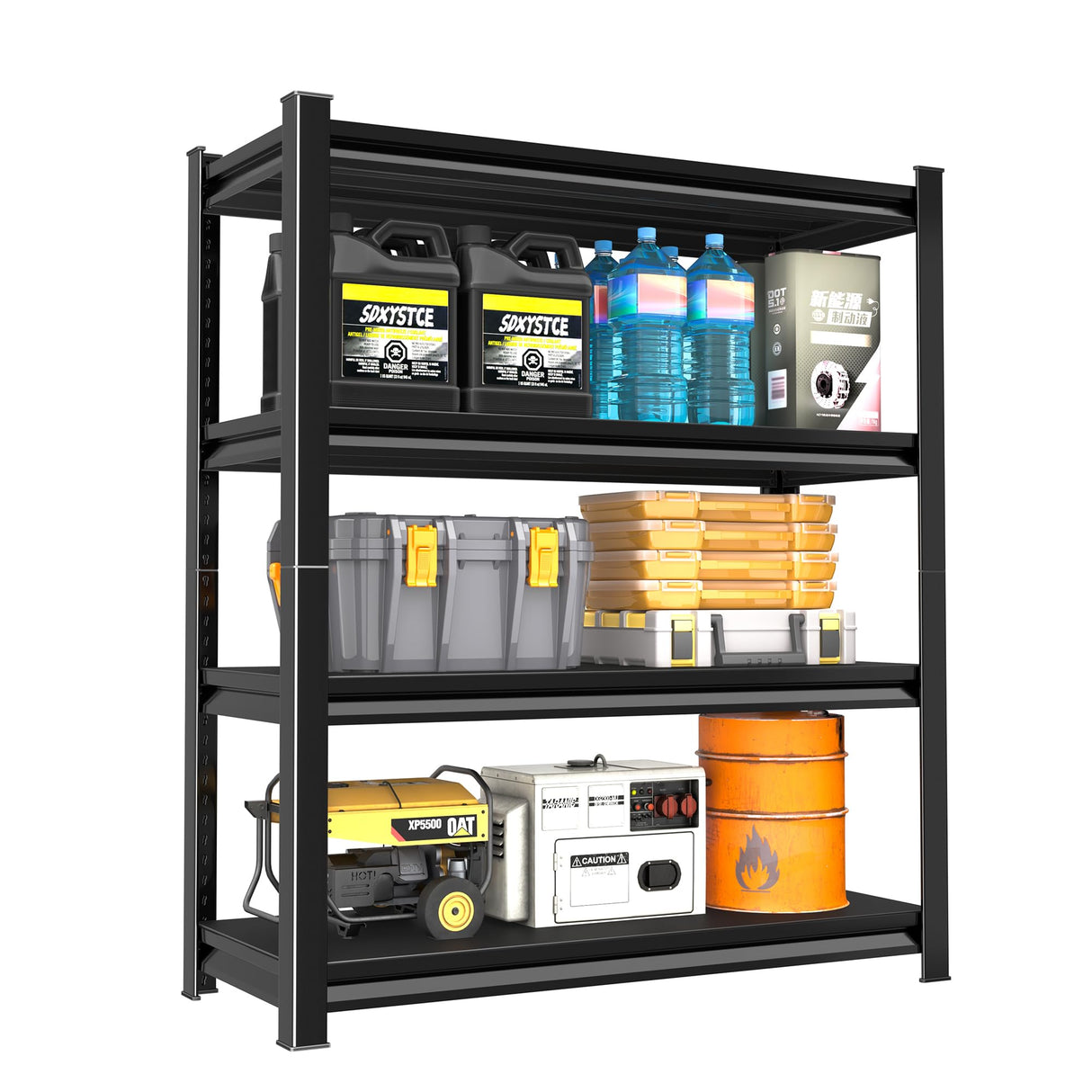 SDXYSTCE 48" W Garage Shelving Heavy Duty, 2000 Lbs Loads Garage Storage Shelves Heavy Duty, Metal Shelving Units and Storage Racks, Industrial Utility Shelf,48" Wx16 Dx63 H, Black SDXYSTCE