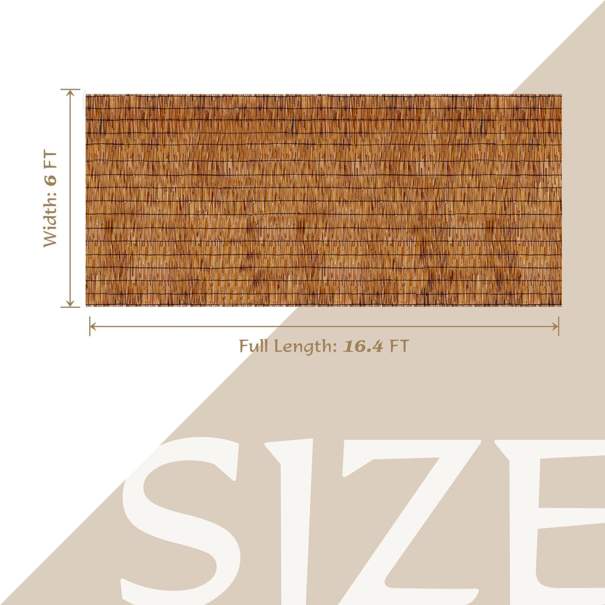 Natural Reed Fencing Rolls,6FT X 16.4FT Reed Screen Curtain Balcony Reed Fence Bamboo Screen Fencing for Outdoor Backyard Patio(Brown) ZNCMRR