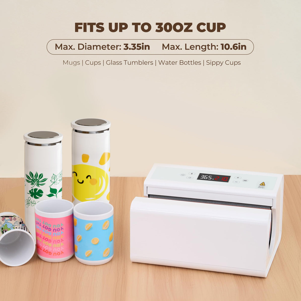CURECURE Auto Tumbler Heat Press Machine, Fast and Evenly Heat-up, Adjust Temperature and Time, Auto Shut-Off, Mug Heat Press Use for 11-30oz Sublimation Tumblers, Mugs, Water Bottle, Glasses CURECURE