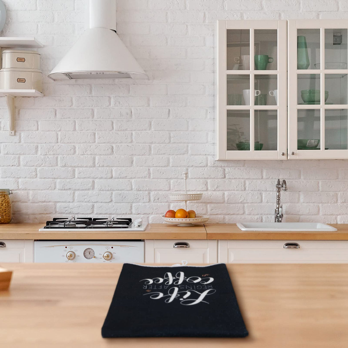 Ferraycle 4 Pieces Kitchen Towels, Coffee Kitchen Hand Towels, Dish Towels, Absorbent Decorative Dish Cloths, for Farmhouse Housewarming (Mainly Black,Truck Style) Ferraycle