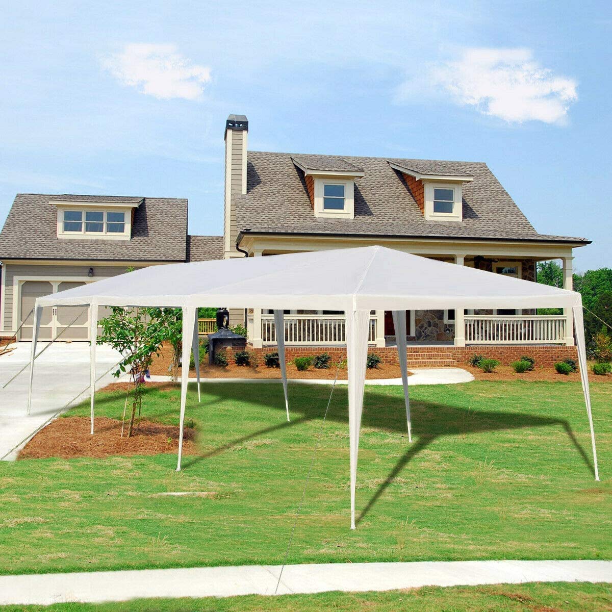 Tangkula 10 x 30 Feet Outdoor Canopy Tent, Wedding Party Tent with 16 Stakes & 8 Wind Ropes, Yard Enclosed White Tent for Events, Parties, Backyard Tangkula