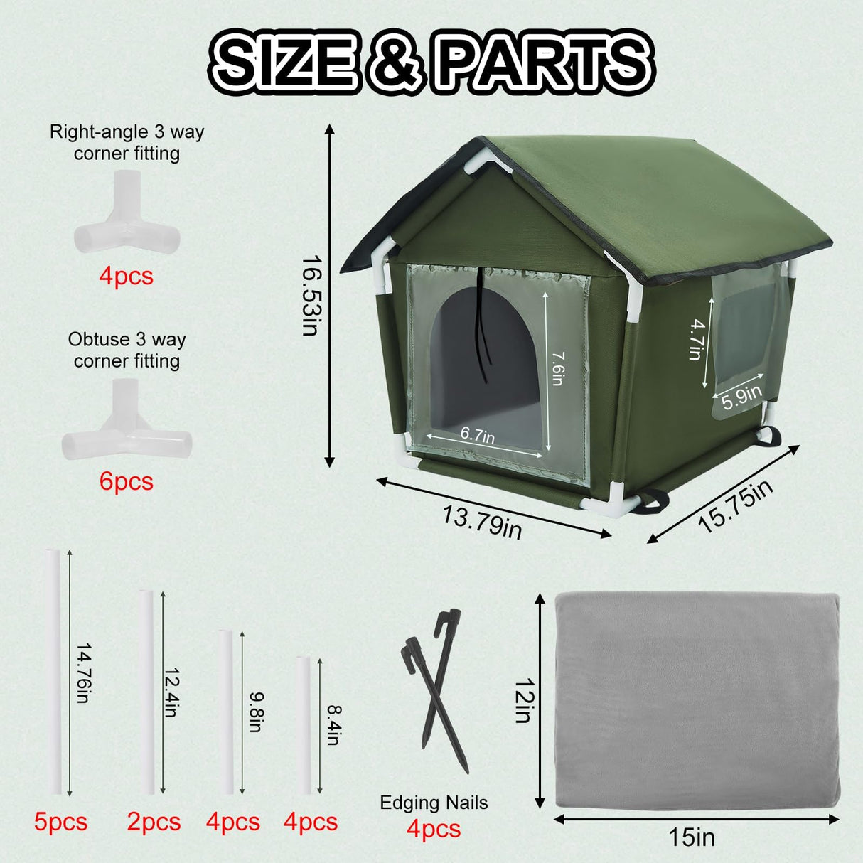 Outdoor Cat House Weatherproof Cat Shelters for Feral Cats Indoor Cat House with Mat and Edging Nails for Outside Provides Cozy Shelter for Stray and Outdoor Cats Ninodemu