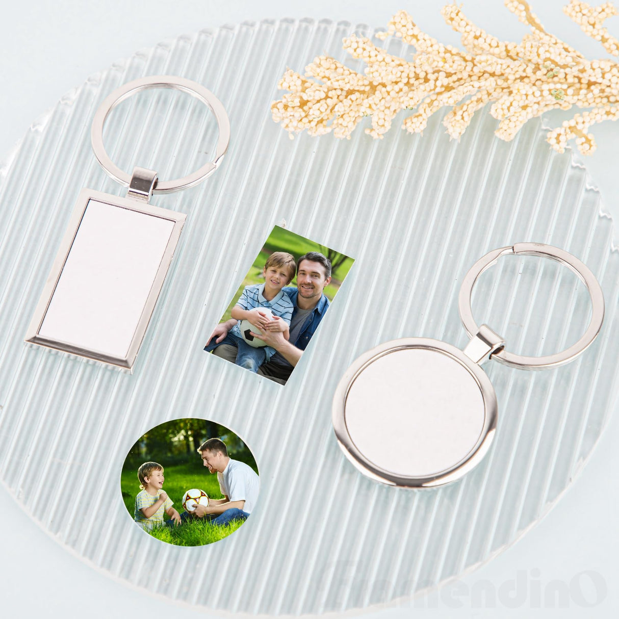 Framendino, 12 Pack Sublimation Keychain Blanks Heat Transfer Press Blank Key Chains with Key Rings for DIY Photos Crafts Rectangular Round Square Love Heart Silver Framendino