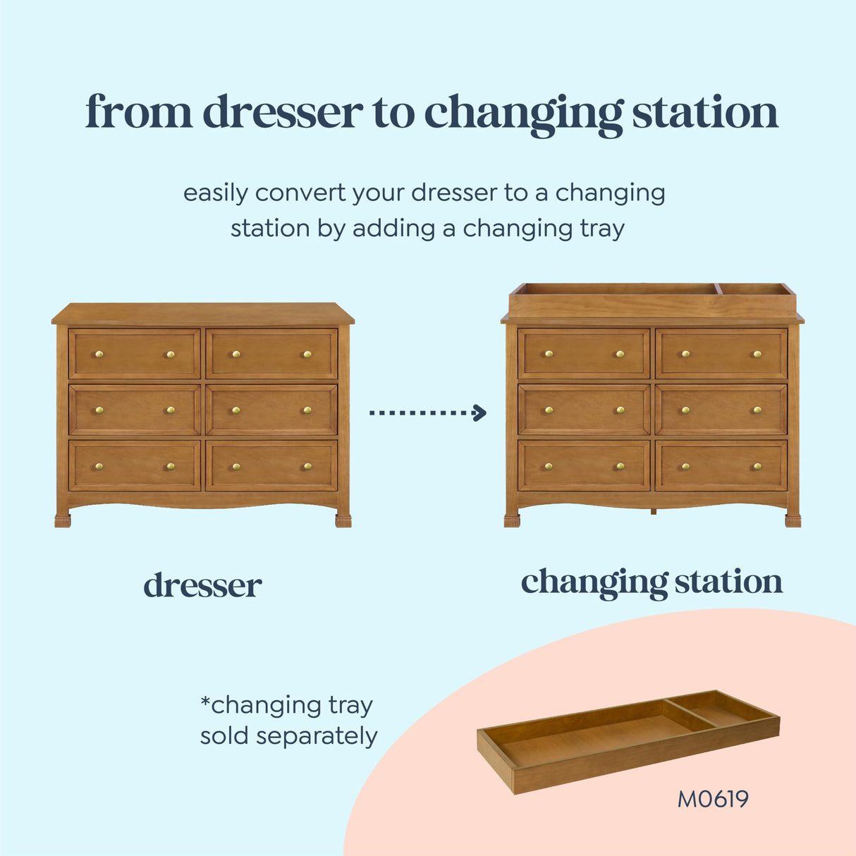 DaVinci Kalani 6-Drawer Baby Dresser for Nursery - Wooden Double Chest of Drawers for Kids, Boys & Girls - Multi-Purpose Storage Dresser for Bedroom, Living Room & Hallway - Easy to Assemble, Chestnut DaVinci