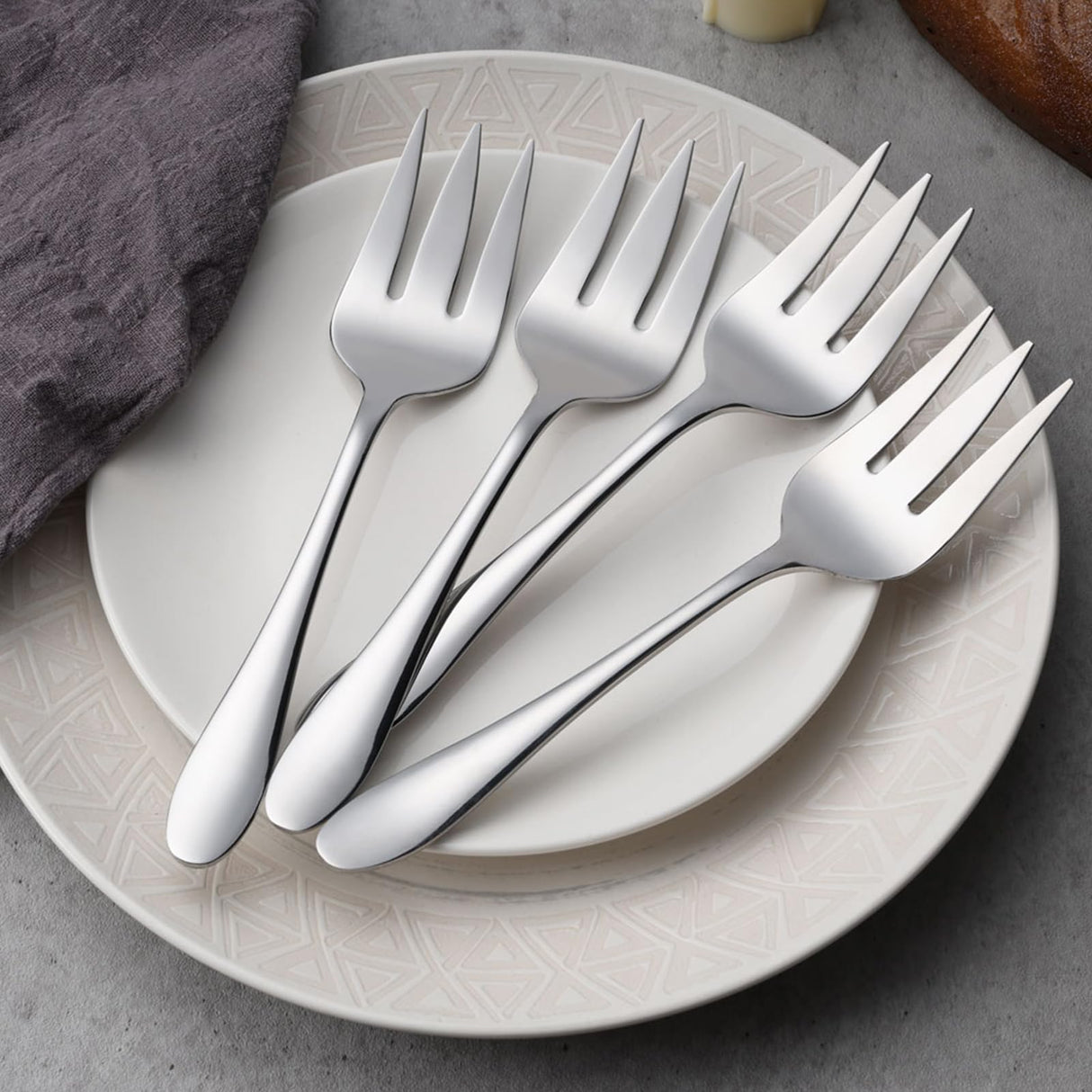 Stainless Steel Serving Forks, E-far 4-Piece Metal Hostess Serving Utensils Set for Meat Catering Buffet Party Kitchen Restaurant, Non-toxic & Dishwasher Safe E-far