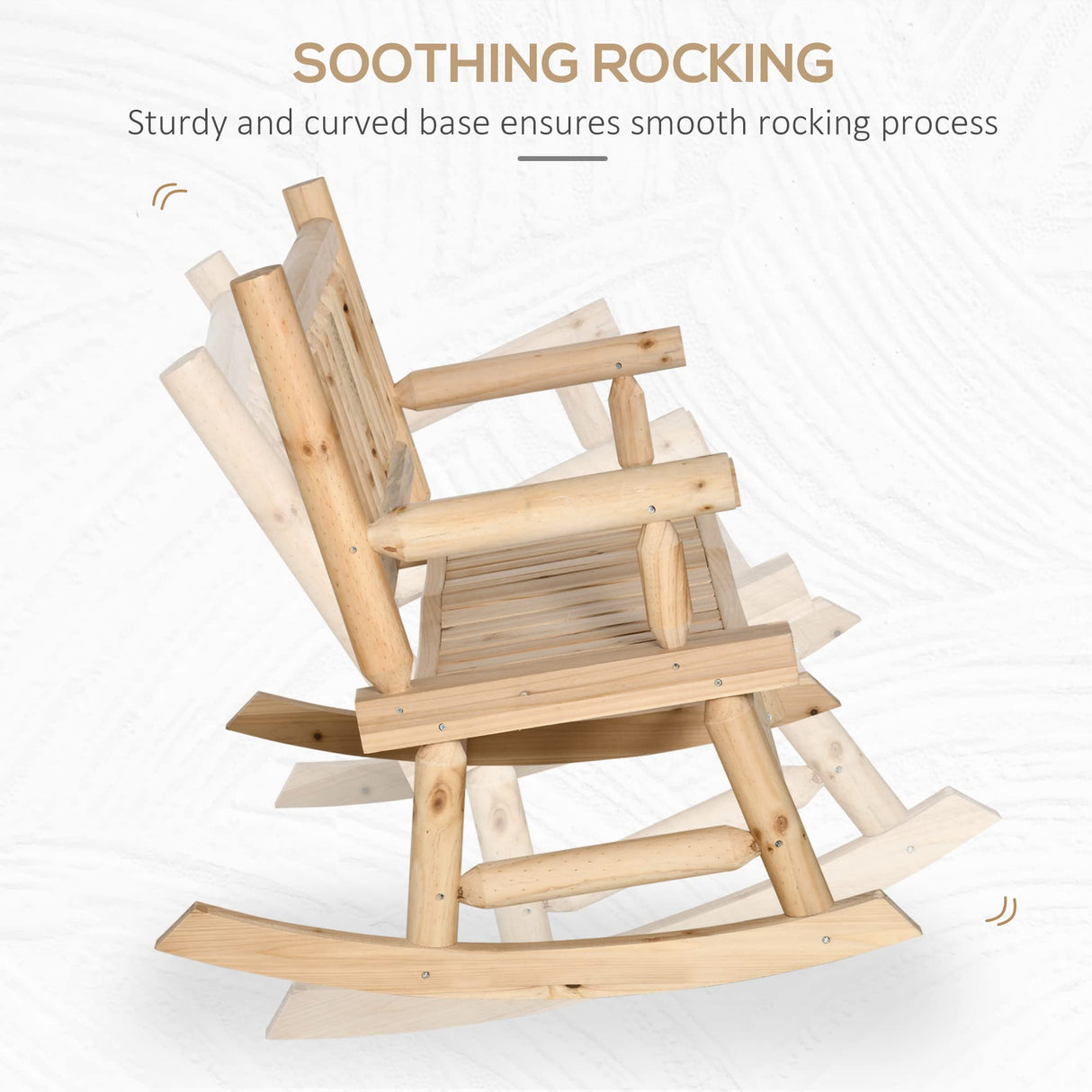 Outsunny Classic 2-Person Natural Fir Wood Rocking Bench with Wide Curved Seats Outsunny