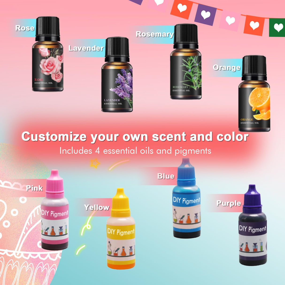 EDSRRDRUS Pink Soap Making Kit for Adults - 2lbs Glycerin Melt & Pour Soap Base, Essential Oils, Dyes, Easter Bunny Egg Flower Molds & Complete Soap Making Supplies EDSRDRUS