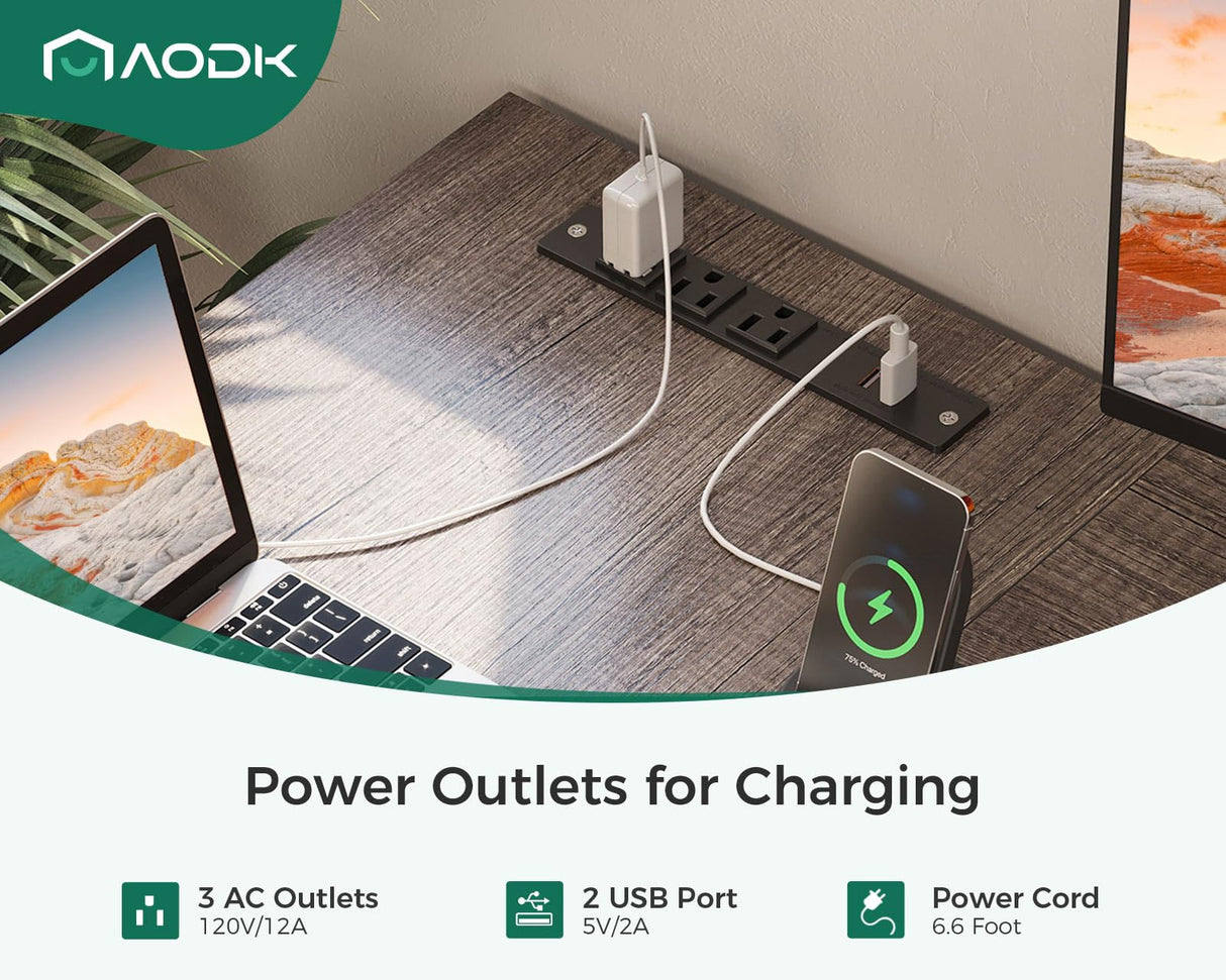 AODK L Shaped Desk with 4 Tier Drawers, 53" Reversible Gaming Desk with Power Outlets, L Shaped Computer Desk with USB Charging Port and Host Stand, Home Office Corner Desk, Easy to Assemble, Grey Oak AODK