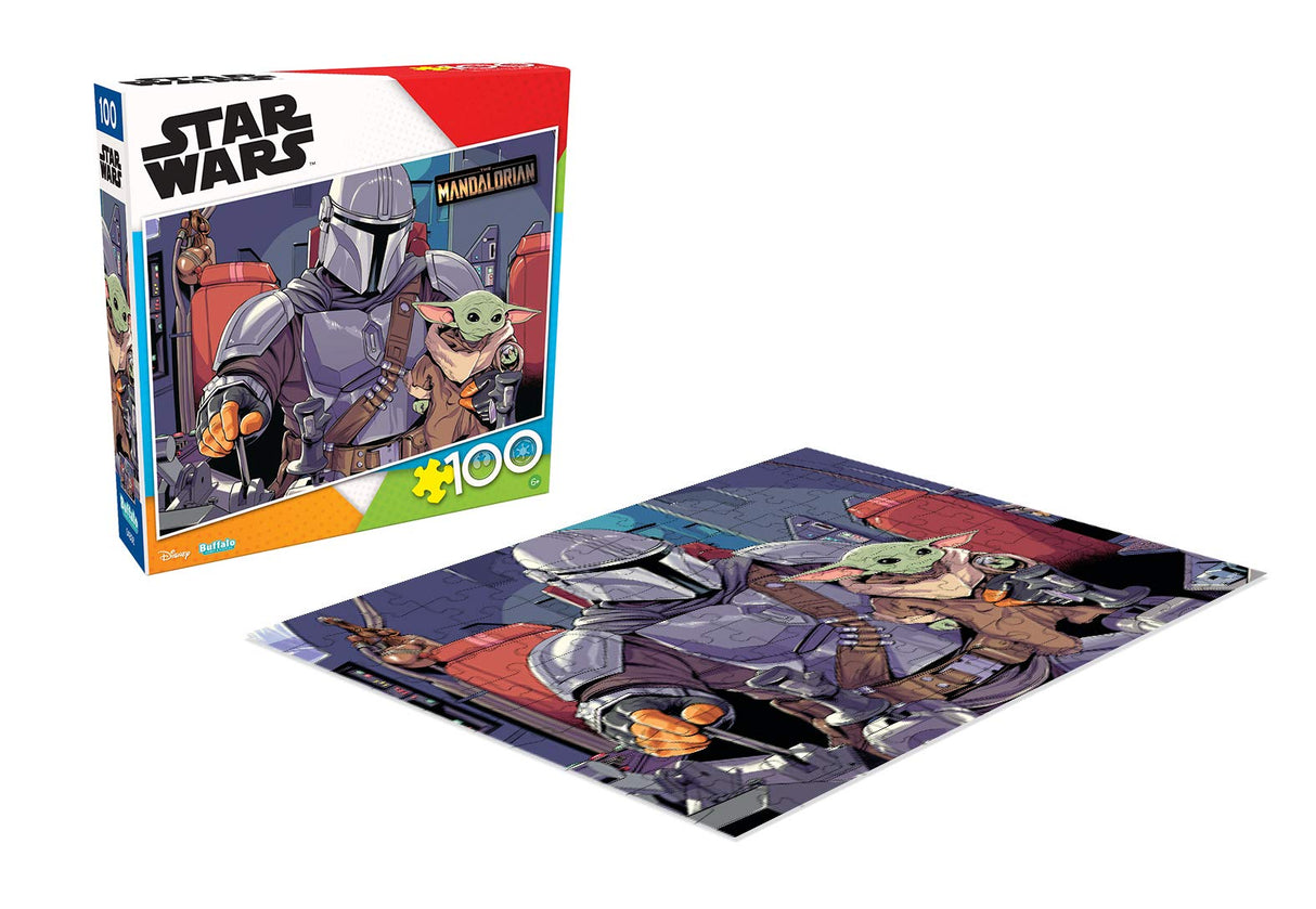 Buffalo Games - Star Wars - The Mandalorian and The Child - 100 Piece Jigsaw Puzzle for Families -Challenging Puzzle Perfect for Game Nights - Finished Size is 15.00 x 11.00 Buffalo Games