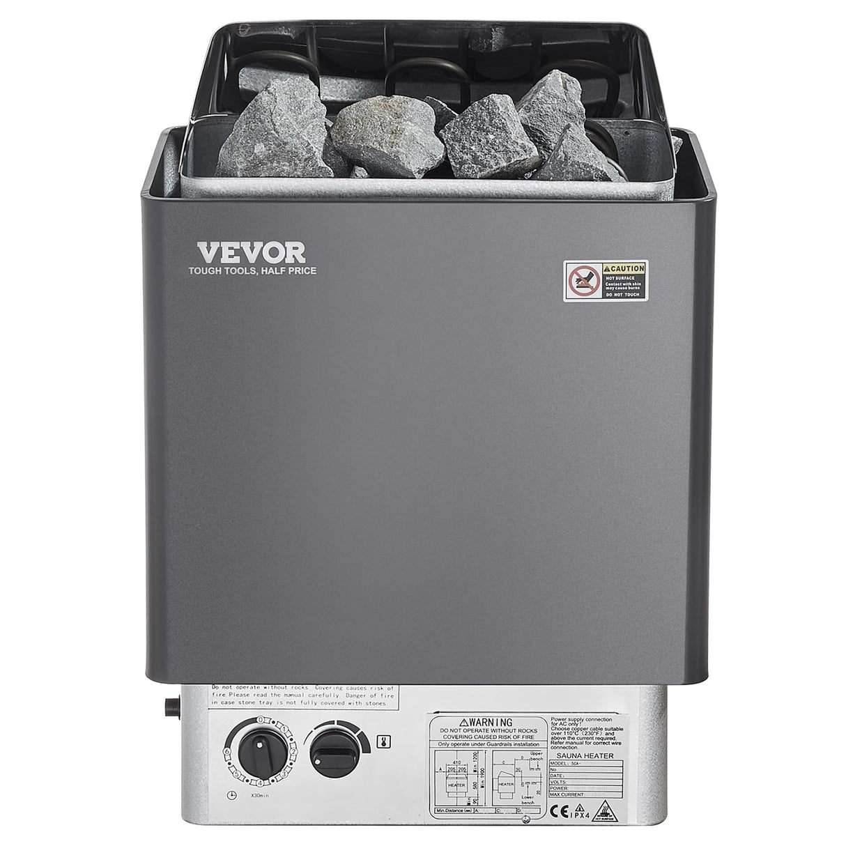 VEVOR Sauna Heater,220V Electric Sauna Stove, Steam Bath Sauna Heater 3h Timer and Adjustable Temp for Max. 176-318 Cubic Feet, (4.5KW) FCC Certification VEVOR