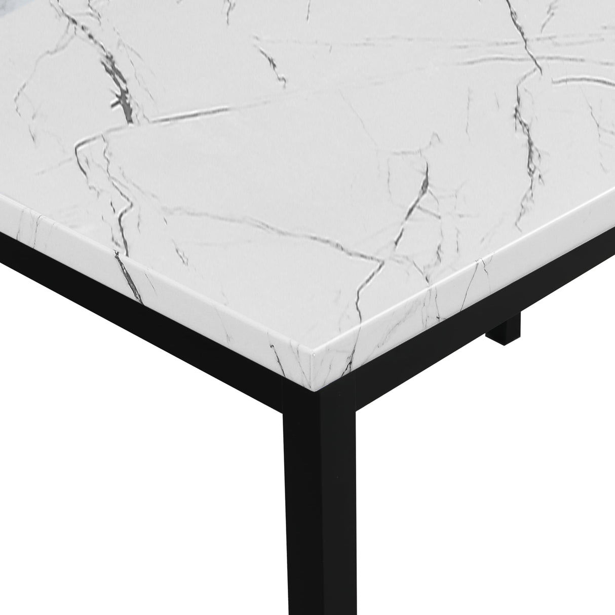 Roundhill Furniture 5 Piece Citico Metal Dinette Set with Laminated Faux Marble Top, White Table with Black Chairs Roundhill Furniture