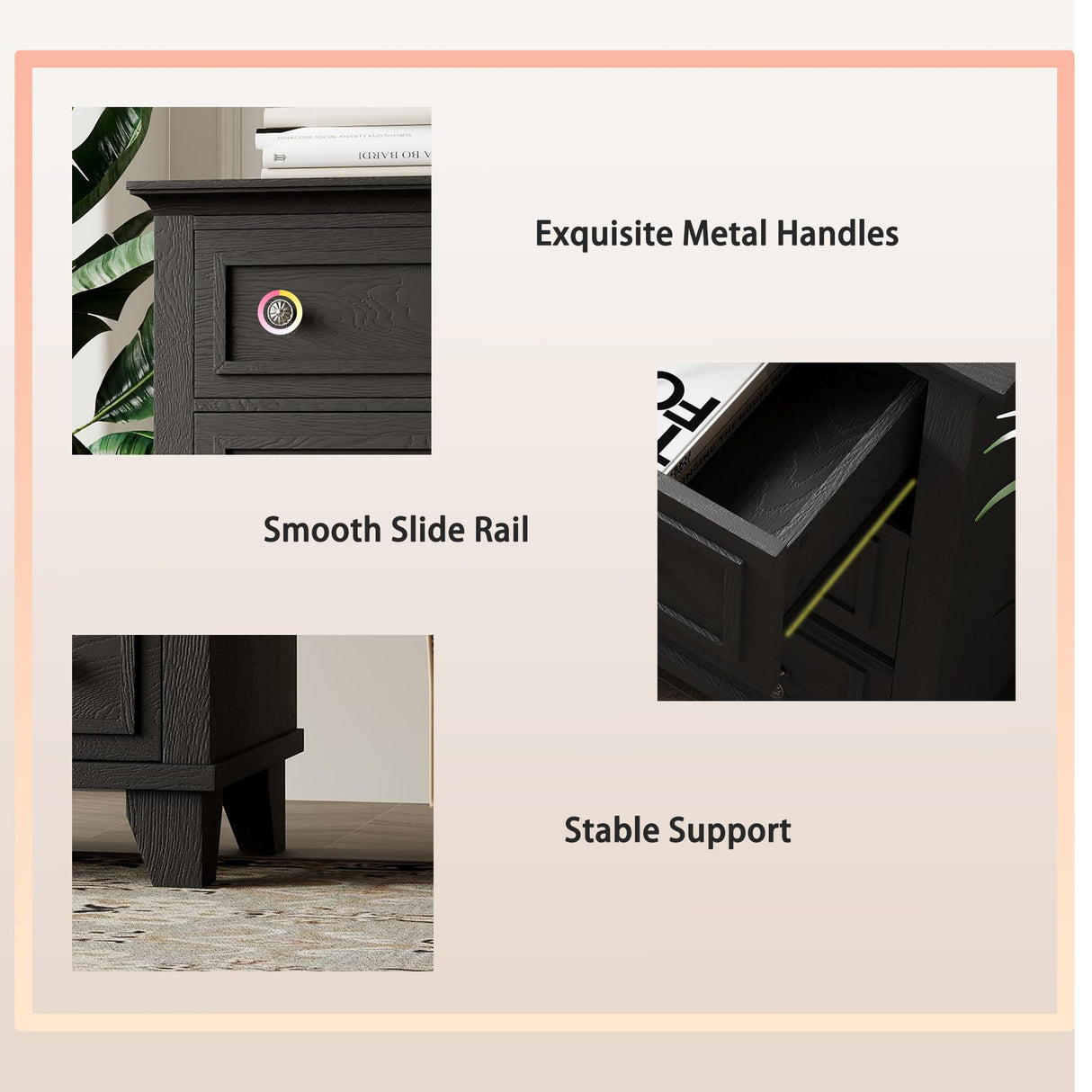 IDEALHOUSE 7 Drawer Dresser, Large Wooden Storage Chest of Drawers with Exquisite Metal Handles, 47" Wide Dresser TV Stand, Drawer Organizer for Bedroom, Living Room, Hallway, Entryway, Black IDEALHOUSE