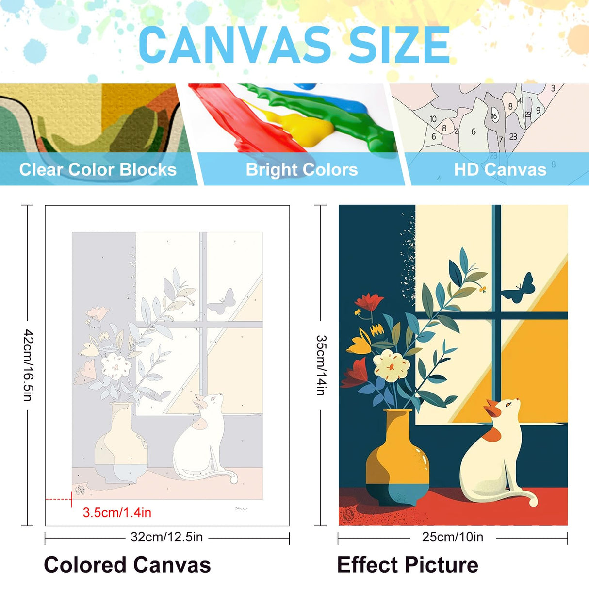 6 Pack Paint by Numbers Kit for Adults Beginners - 10x14 Inch Cat Adult Paint by Number Kits on Canvas, Cat DIY Acrylic Oil Number Painting Kits for Adults, Perfect for Gift Home Wall Decor Offito