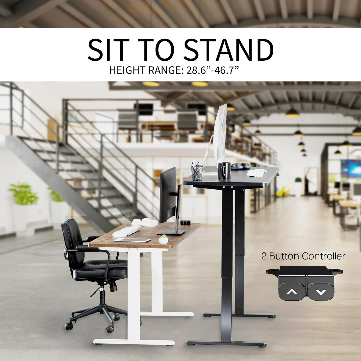 VIVO Electric Height Adjustable 71 x 30 inch Stand Up Desk, Active Workstation with Dark Walnut Table Top, Black Frame, 2 Button Controller, DESK-KIT-0B7D VIVO