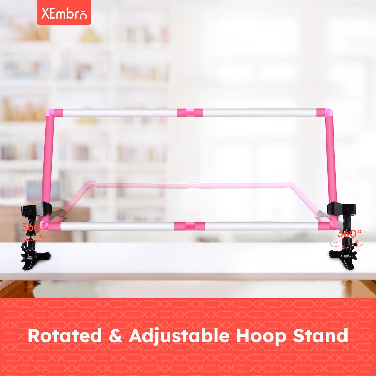 XEmbro Large Embroidery Scroll Frame, Adjustable Cross Stitch Scroll Frame, Plastic Clip Frame for Embroidery, Punch Needle Frame Scroll Frames for Cross Stitching, Needlework(34.6 x 14.2 Inches) XEmbro