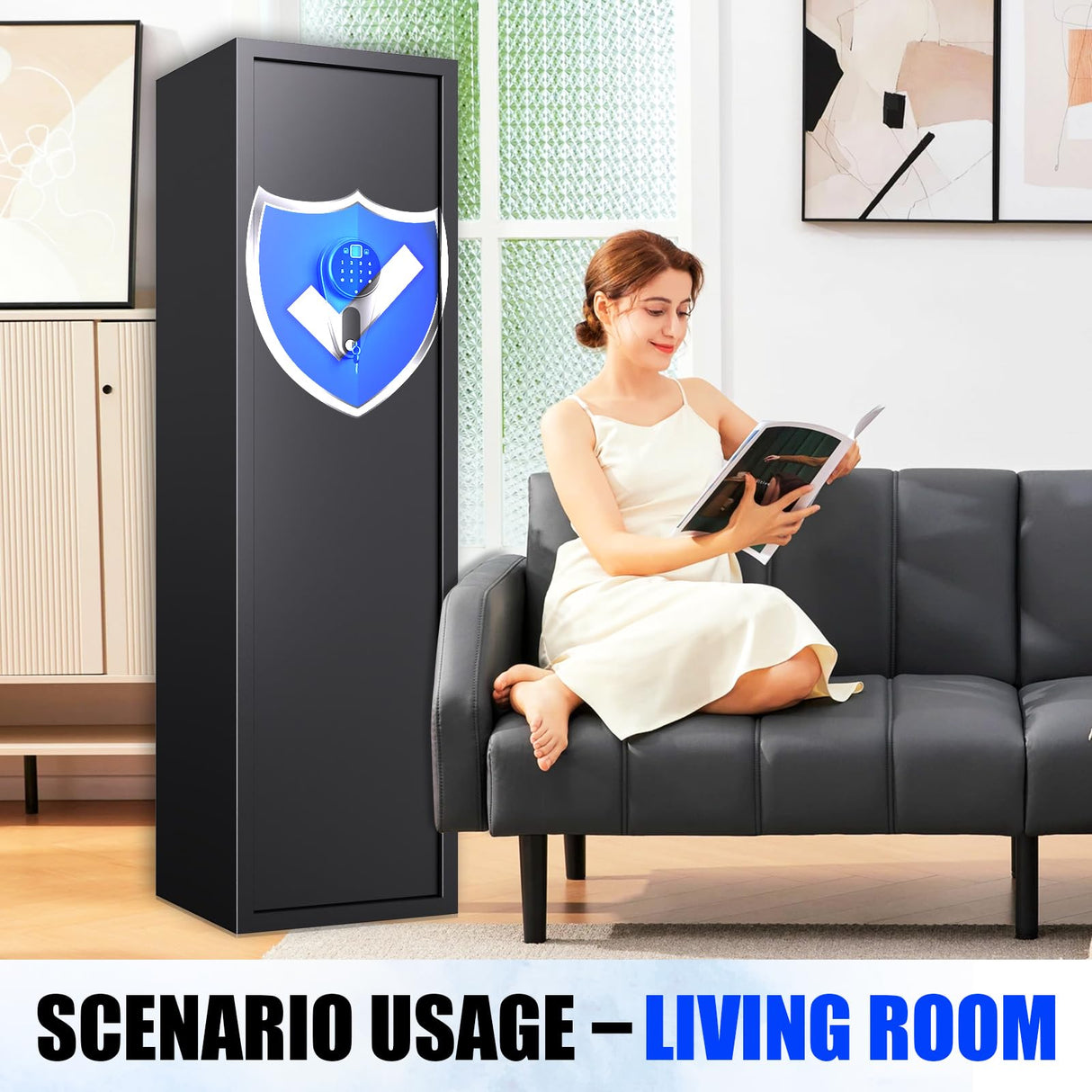 10-12 Gun Safe,Gun Locker Fingerprint,Gun Safe Biometric,No Assembly,Removable Shelf for Rifles Safes,Gun Cabinet Long With Led Light,57"H X 14"W X12"D TXTDPL