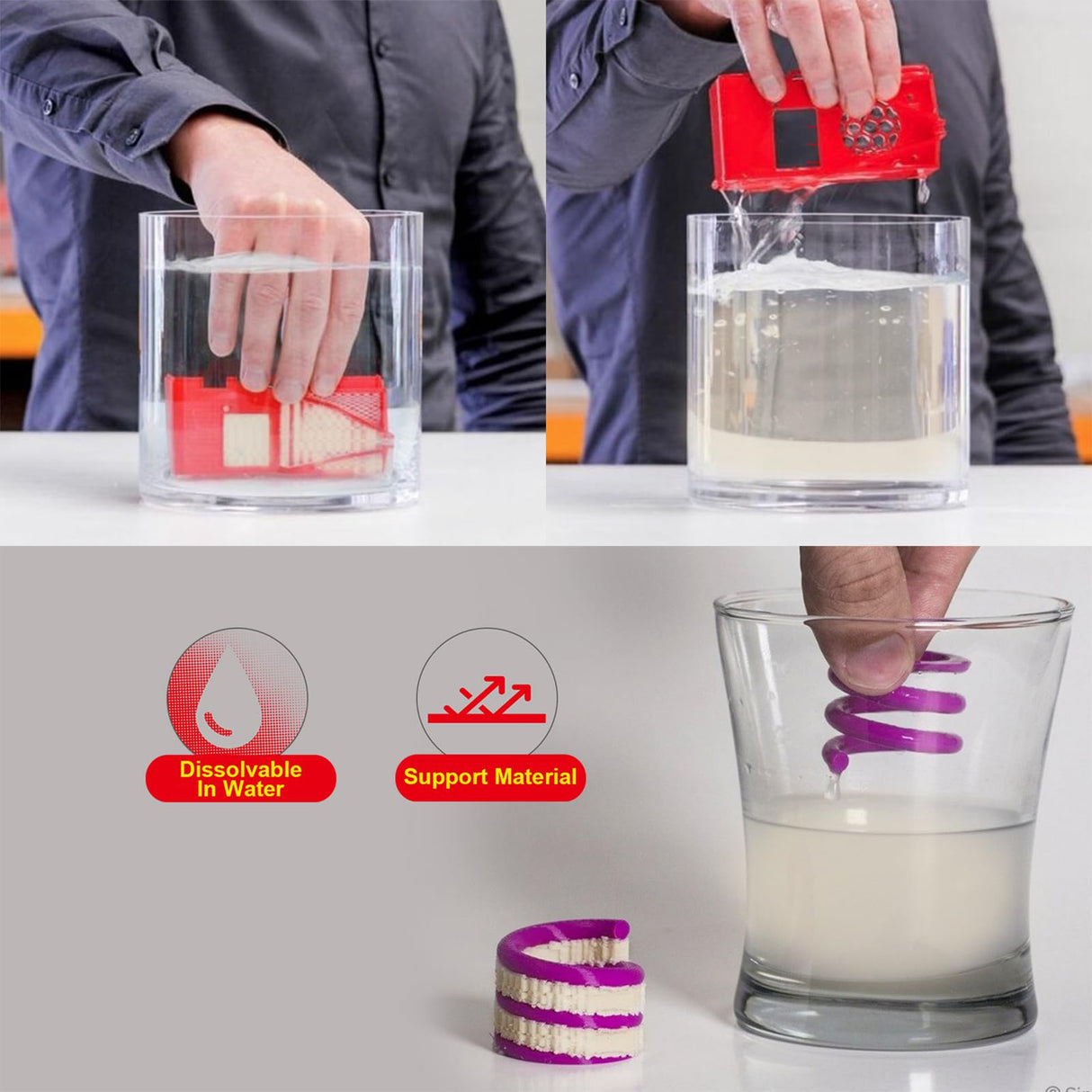 RepRapper PVA Filament 1.75mm for 3D Printer, Water Soluble Filament Commonly Used as Support Material, 0.5kg Natural Color RepRapper