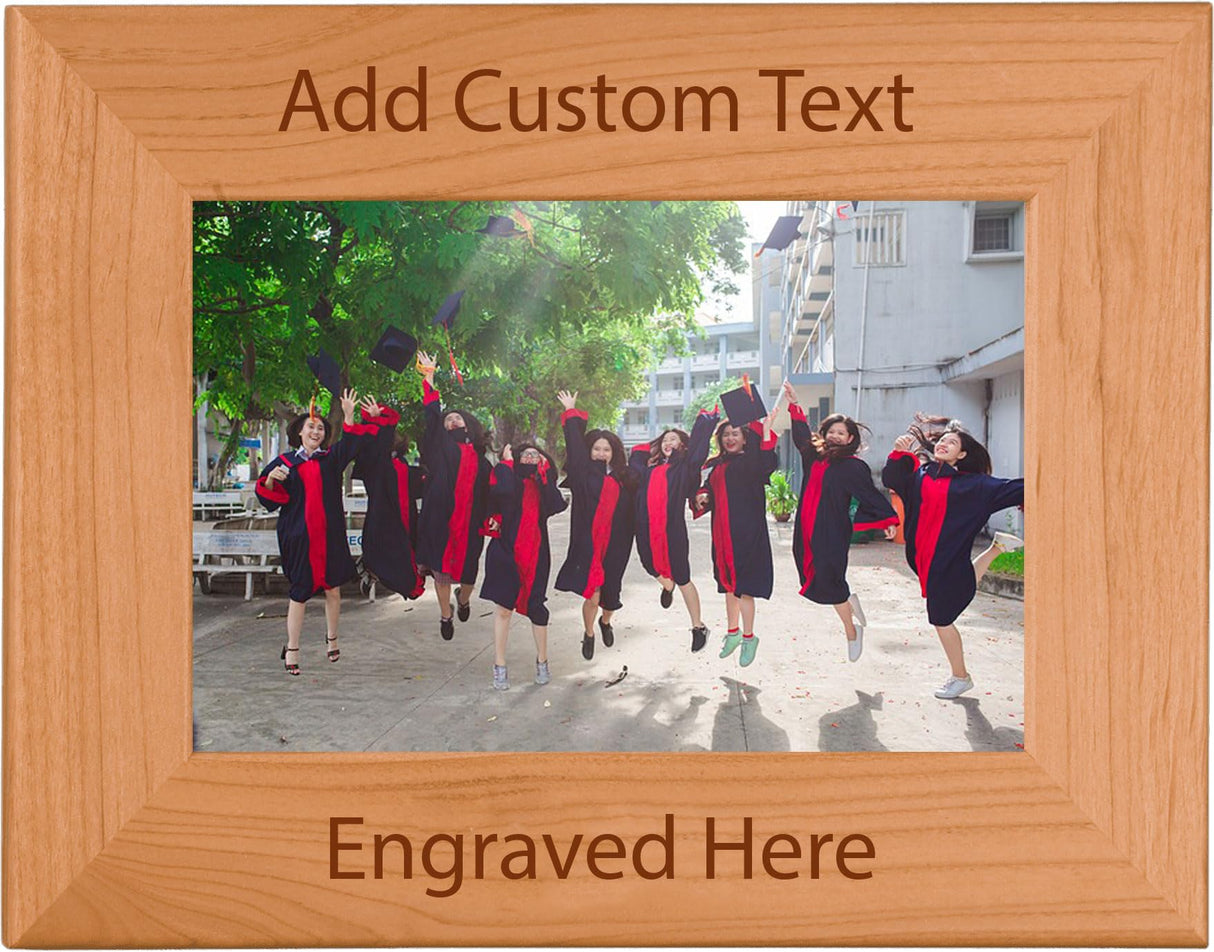 Personalized Add Your Custom Text Hanging/Tabletop Wall Natural Alder Wood Picture Photo Frame Customizable (4x6-inch Horizontal) CustomGiftsNow