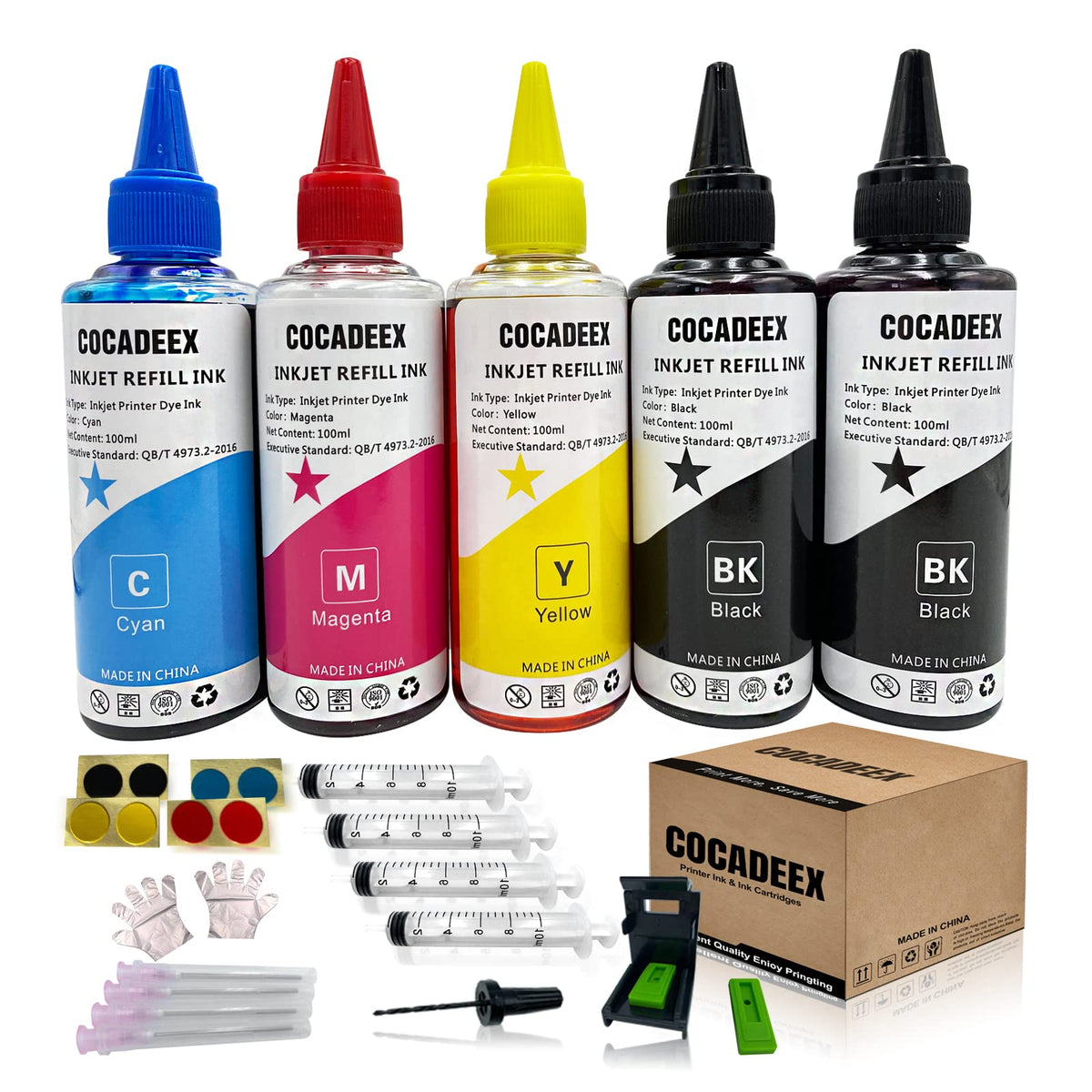 COCADEEX 500ml Ink Refill Kit Compatible with Printer Ink Cartridges 67XL 65XL 64XL 63XL 62XL 664XL 662XL 61XL 60XL 21XL 22XL 56XL 57XL 58XL 901XL 667XL 67 65 664 662 61 60 56 57 58 901 COCADEEX