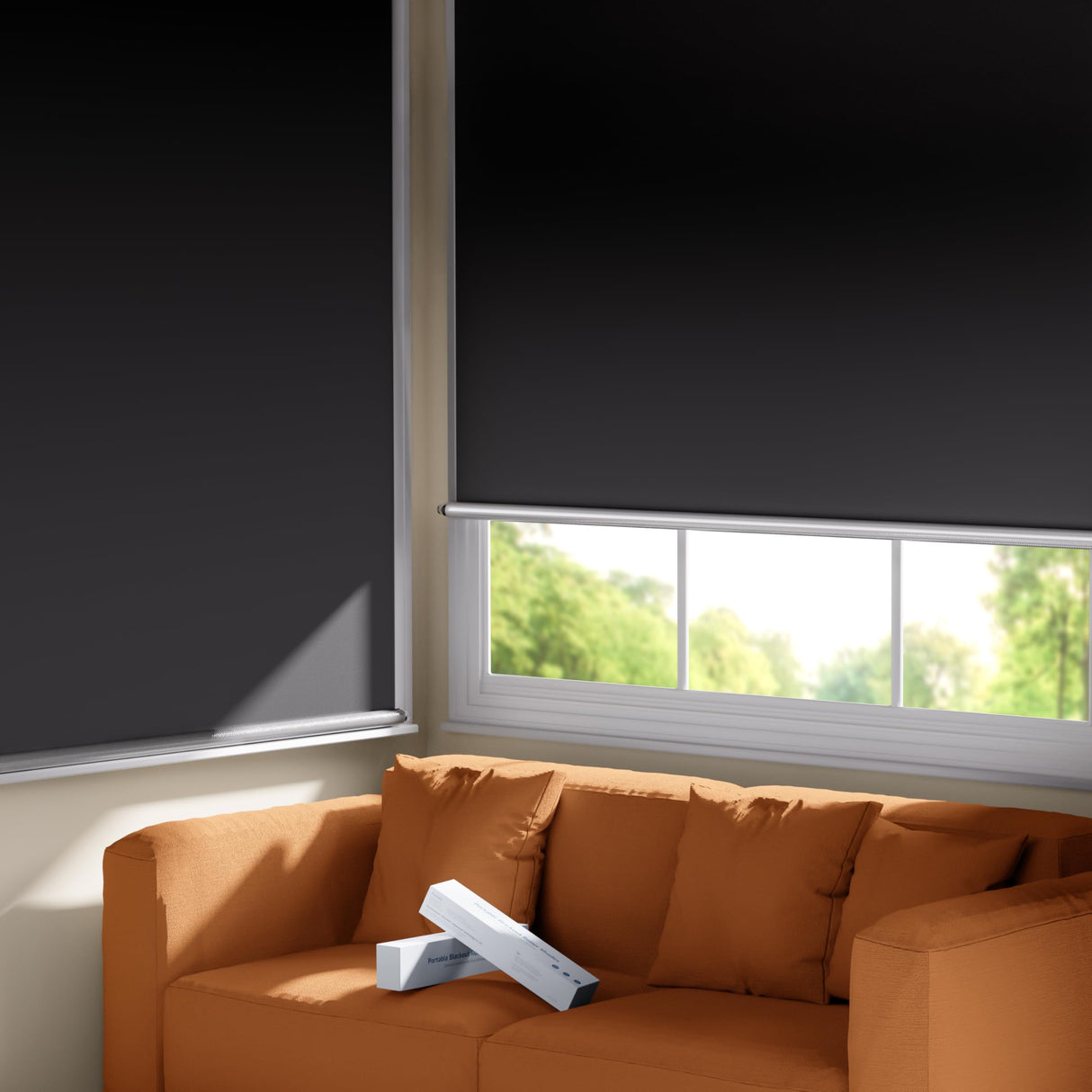 TRYAST 100% Blackout Roller Shades, Cordless No Tools No Drill Blinds for Indoor Windows, Thermal Insulation UV Protection, Easy Install Blackout Curtains with Rod & Buckles(22" W*36" H) TRYAST