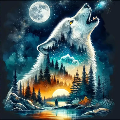 STGLCR Wolf Diamond Art Kits for Adults, Wolf Moon Diamond Painting Kits for Adults Beginners, DIY 5D Forest Diamond Painting with Round Gem Art Kits for Adult for Gift Home Wall Decor 12x12 Inch
