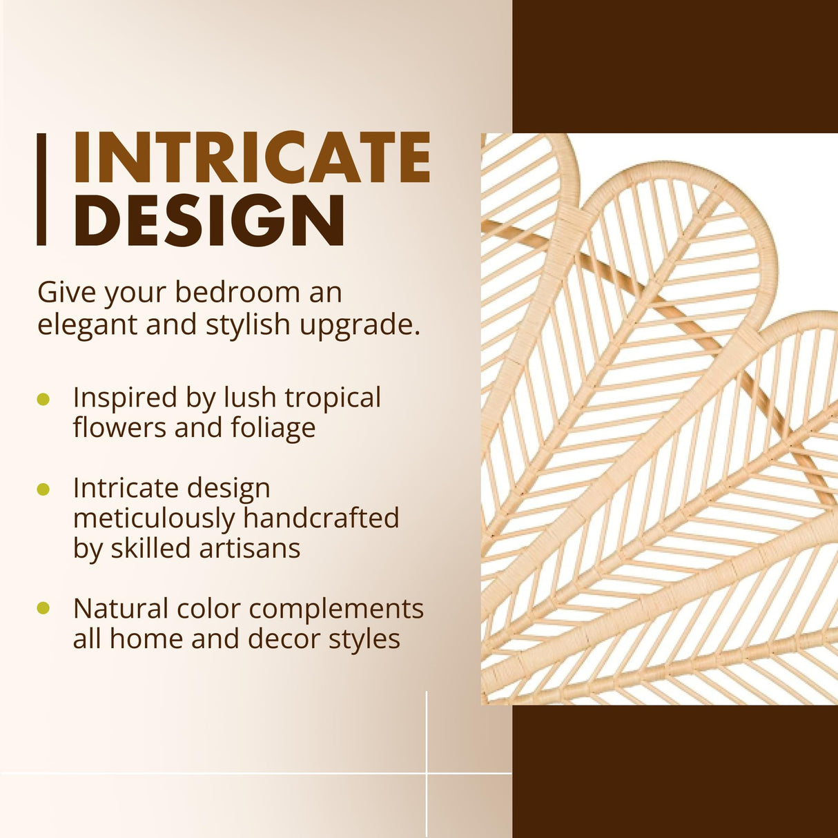 KOUBOO Petal Rattan Twin Headboard, Bedroom, Bedroom Furniture, Headboard, Twin Size, Tropical Decor, Bohemian Decor, Natural Kouboo