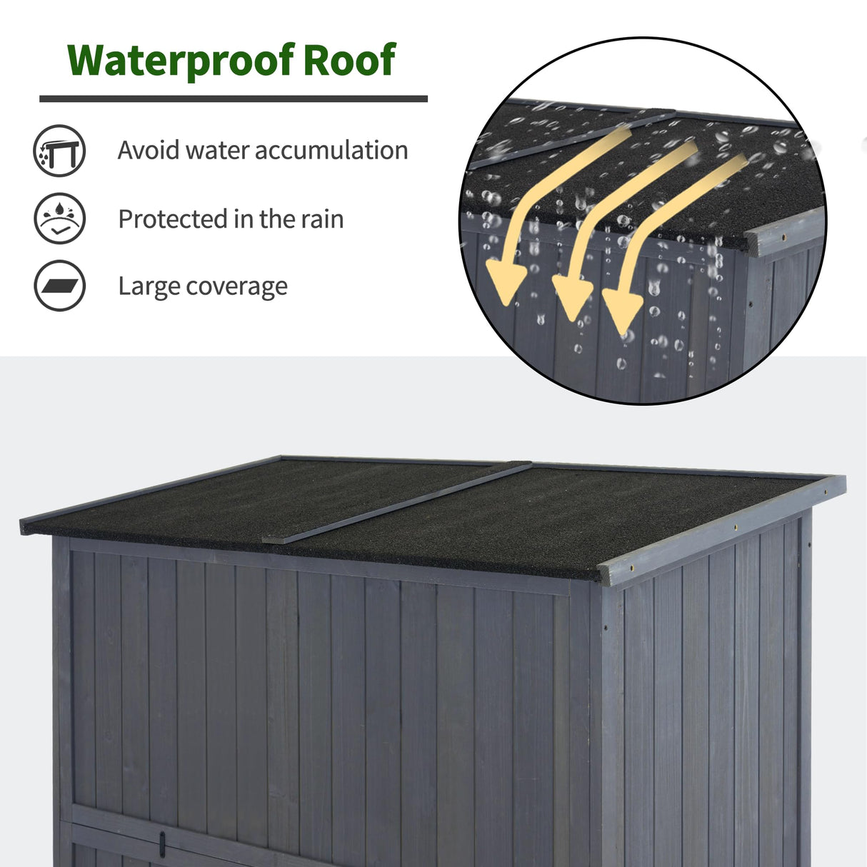 MCombo Outdoor Storage Cabinet, Wooden Storage Shed with Latch, Outside Garden Tool Shed with 2 Doors for Patio Yard Lawn, 1900 (Grey, Large) MCombo