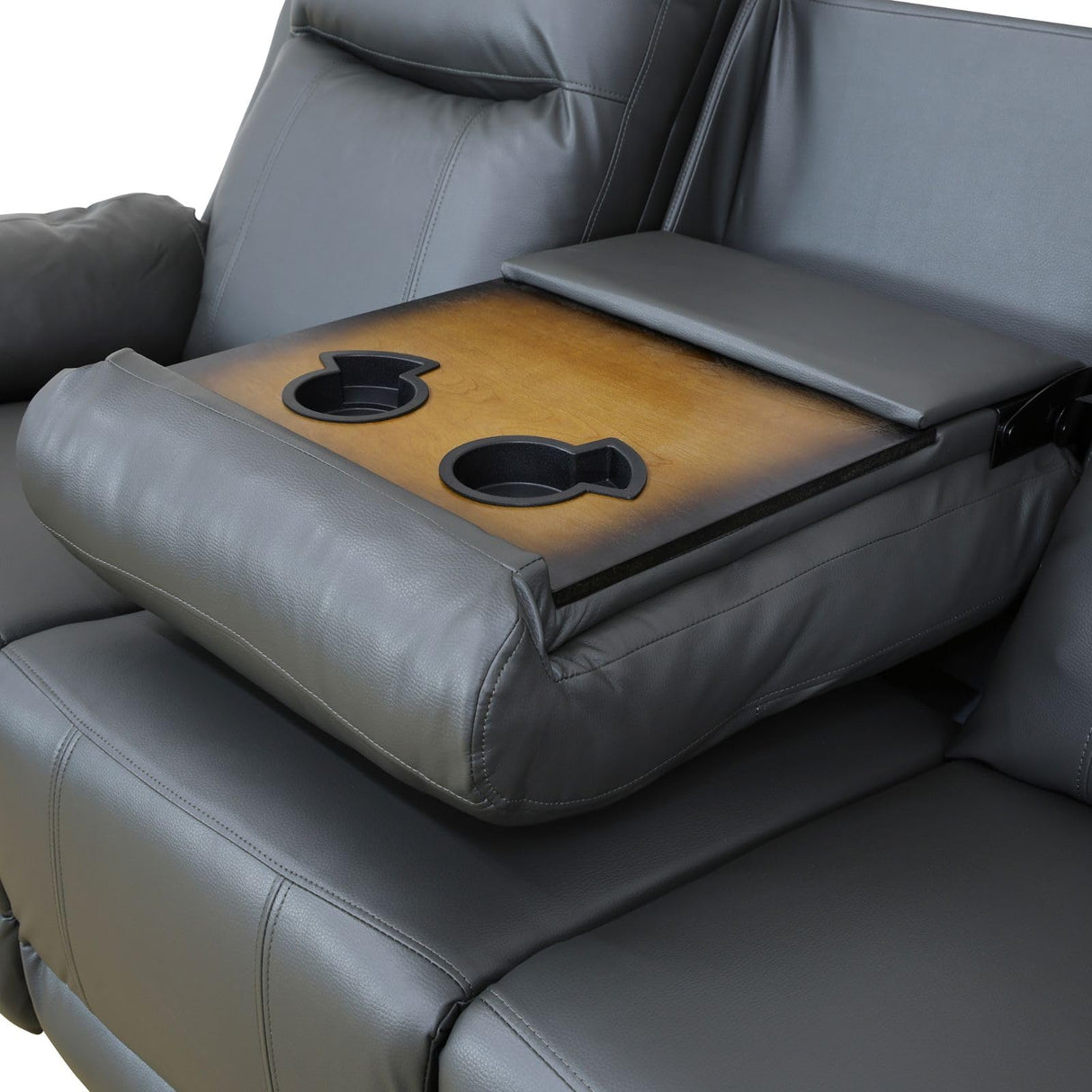 Air Leather Power Recliner Sofa Set with LED, Reclining Living Room Furniture Sets, Power Recliner Couch Set with USB Ports for House/Home Theater (Dark Grey, Sofa+Loveseat+Chair) AYCP Furniture