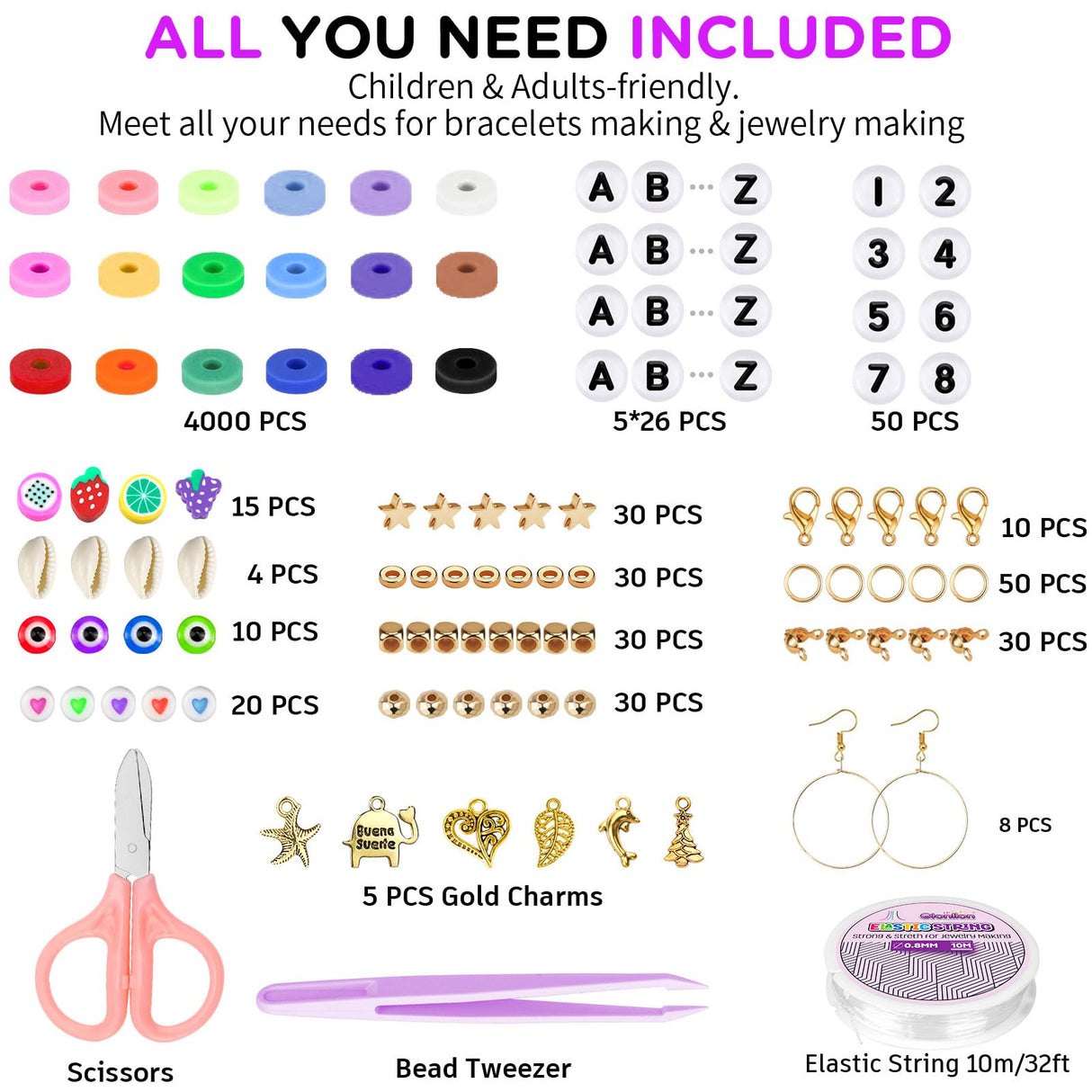 Gionlion Friendship Bracelet Kit Concert Bracelets Merch, 5200 Pcs Clay Beads Bracelet Making Kit for Beginner, DIY Arts and Crafts Teen Girl Gifts Toys for Ages 6-13 Gionlion