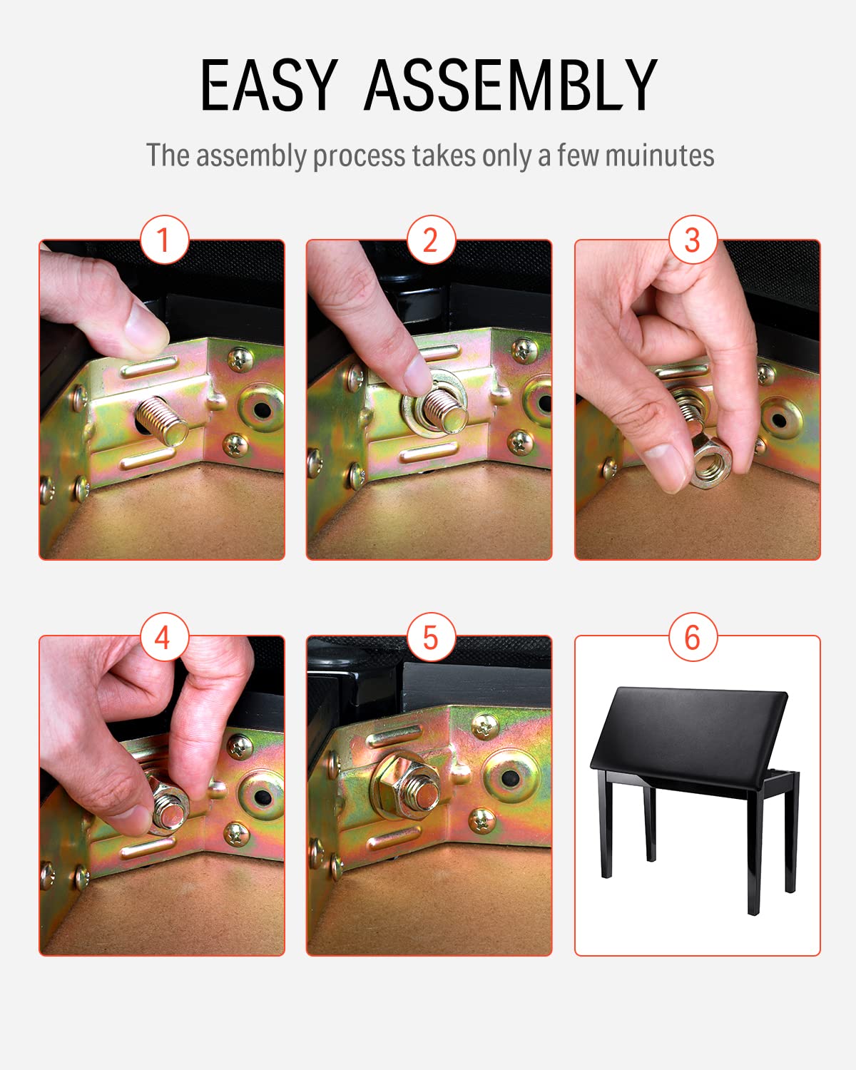 Donner Duet Piano Bench with Storage, Solid Wooden Keyboard Bench Piano Bookcase Stool Chair Seat with High-Density Sponges Padded Cushion, Black Donner