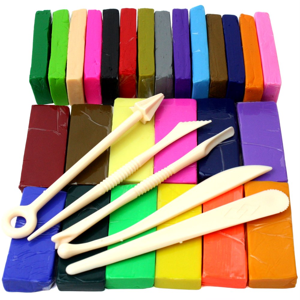 H&S Polymer Clay Modeling Kit – 26 Colors, 5 Sculpting Tools – Oven Bake Molding Set for Kids & Adults H&S