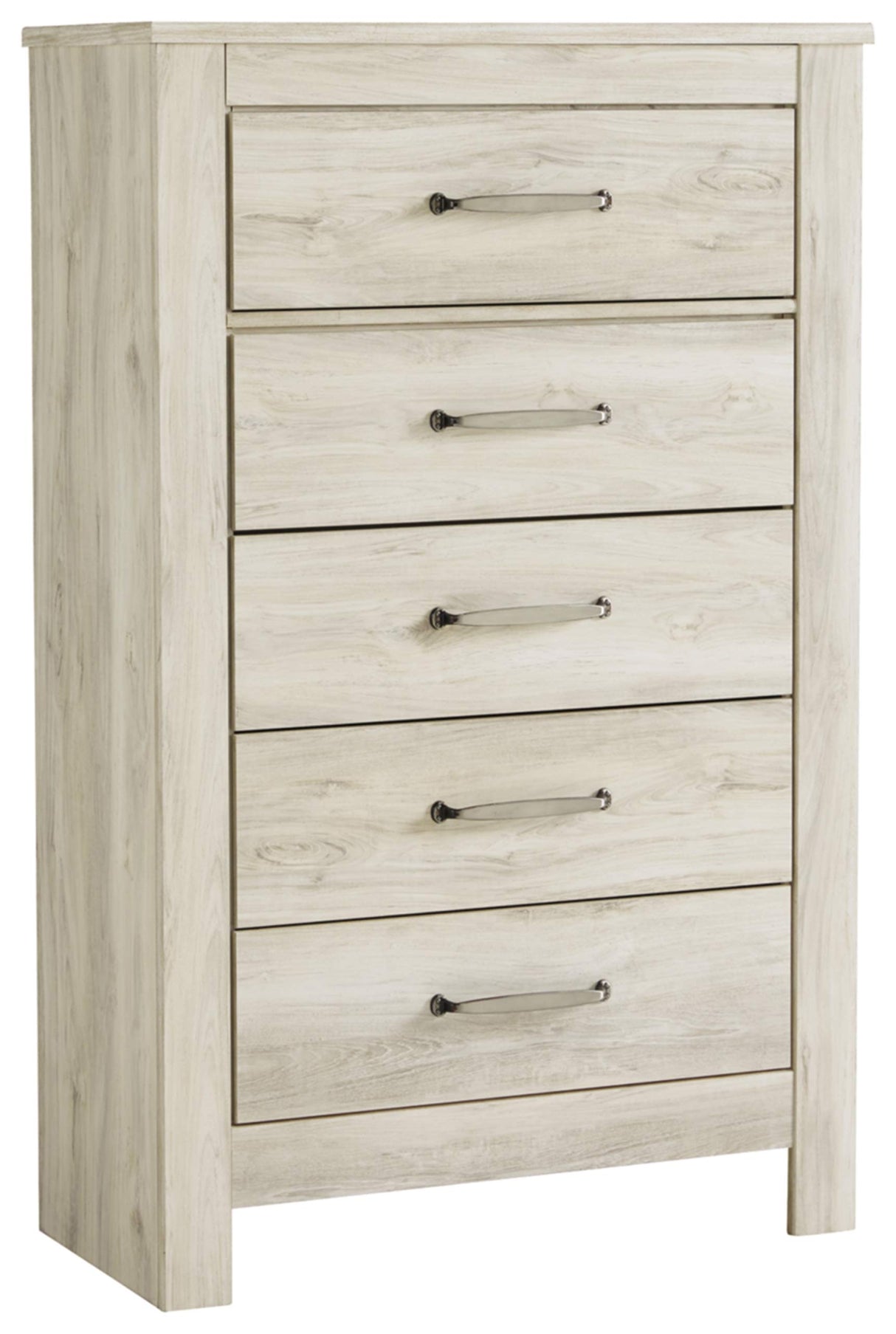 Signature Design by Ashley Bellaby Vintage Farmhouse 5 Drawer Chest of Drawers, Whitewash Signature Design by Ashley